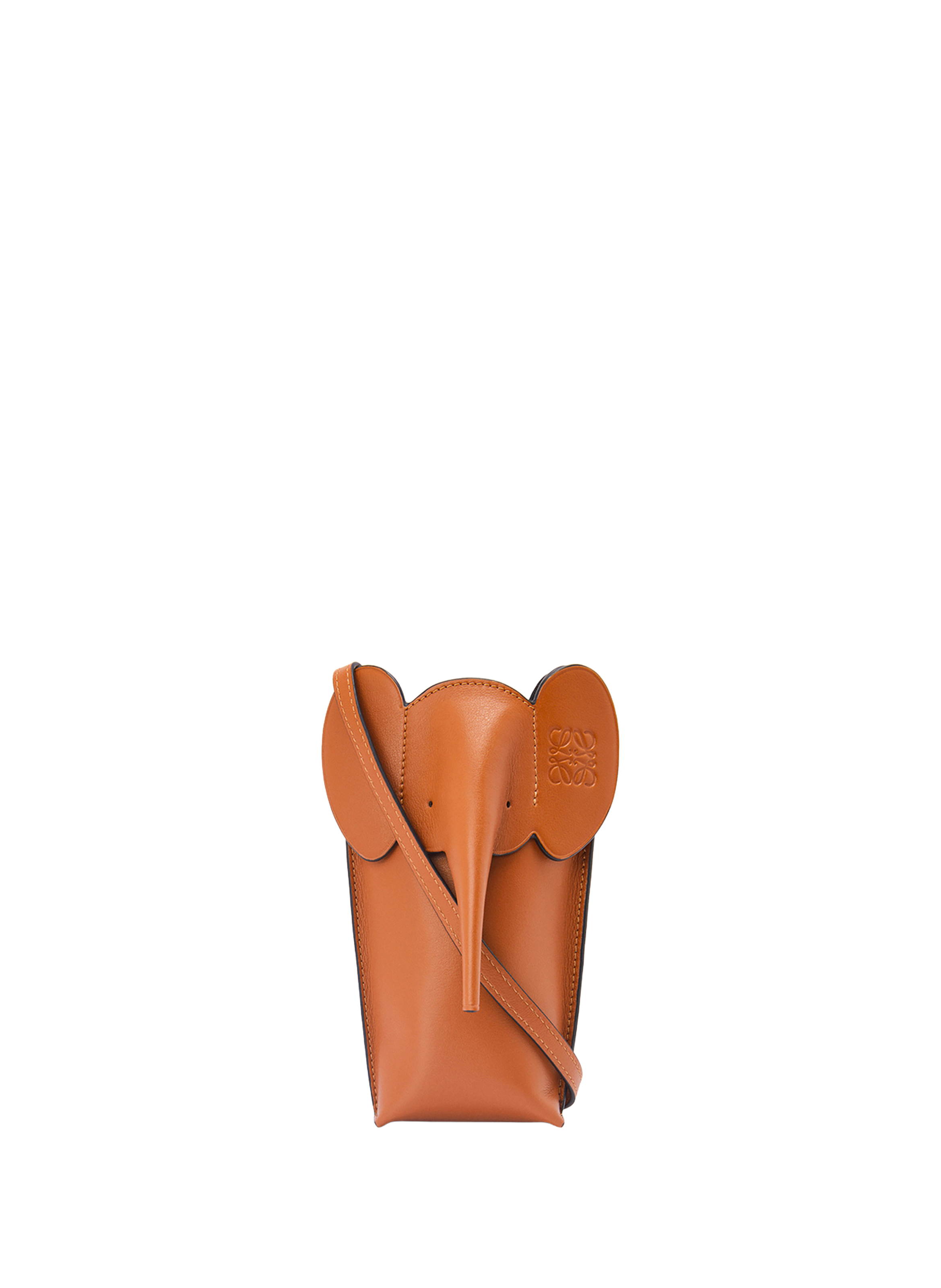 LOEWE Pochette éléphant en cuir de veau classique Marron