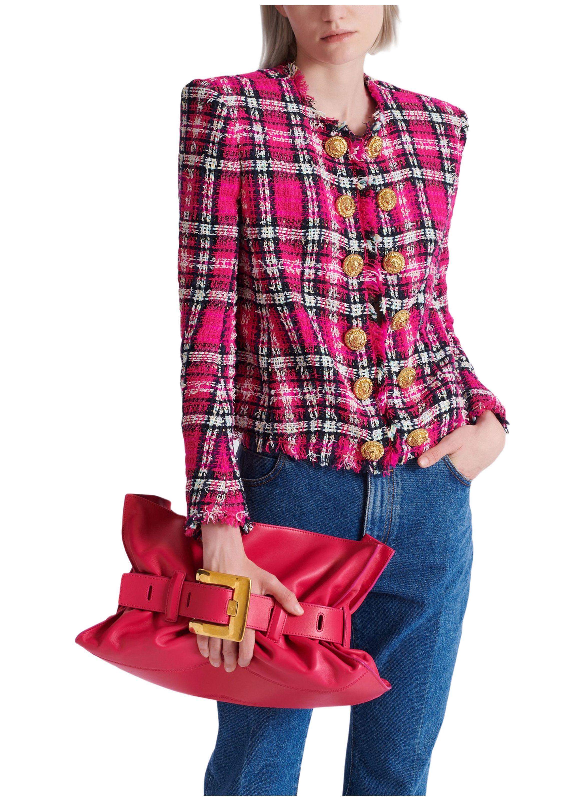 Sac anthem medium en cuir de veau BALMAIN Rose