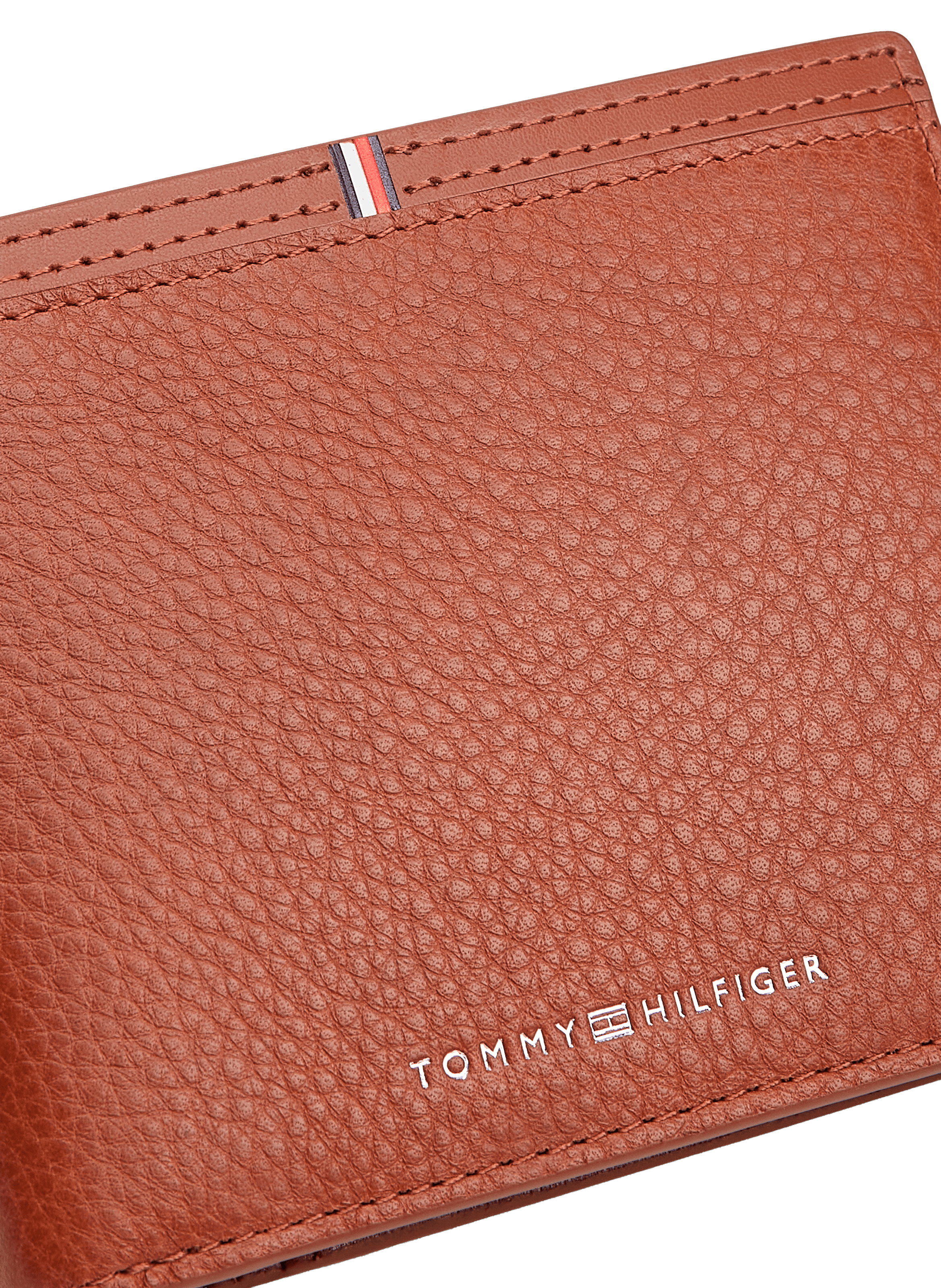 Portefeuille à logo en cuir de vache TOMMY HILFIGER Marron