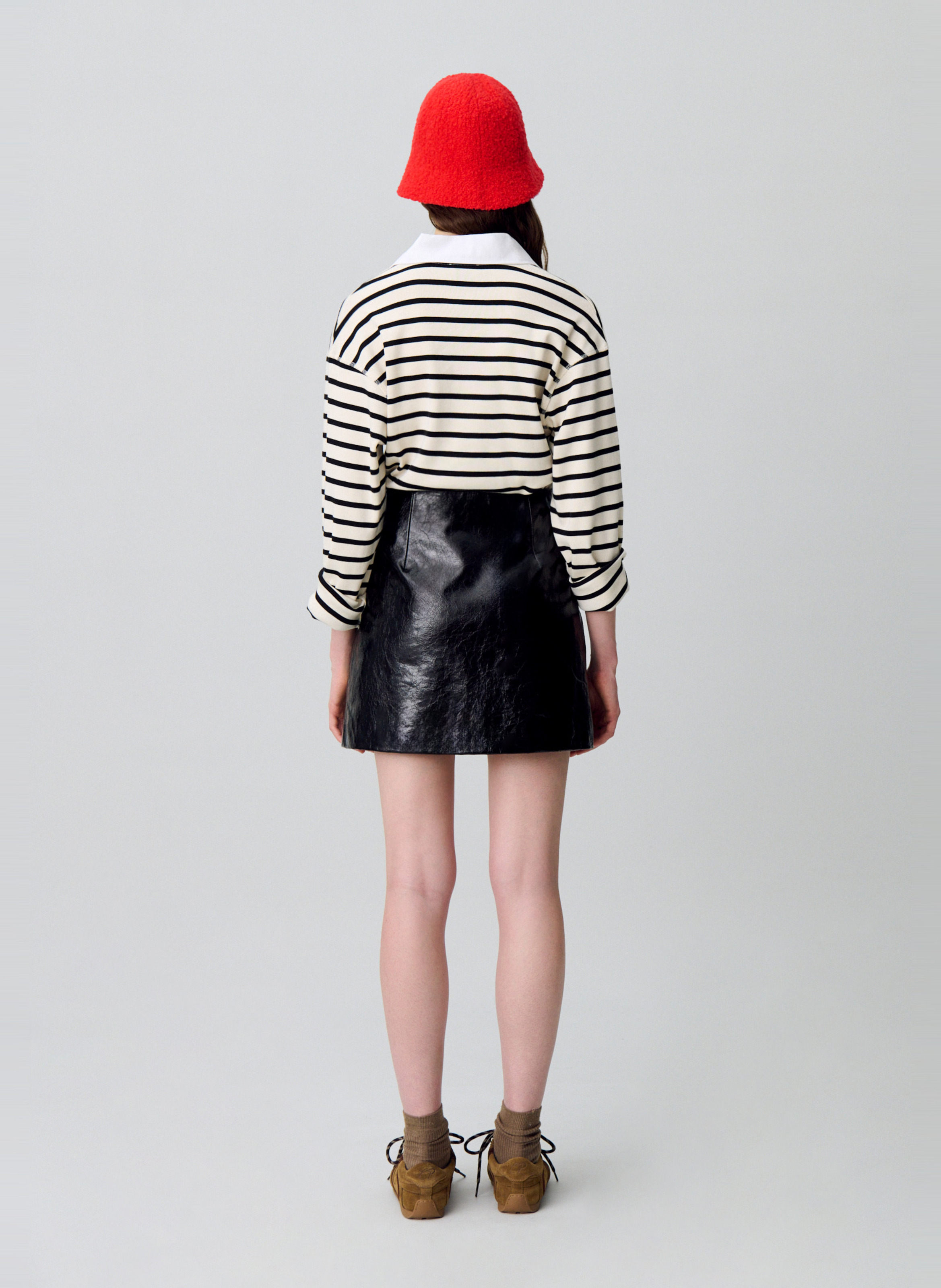 Jupe courte en cuir calella CLAUDIE PIERLOT Noir