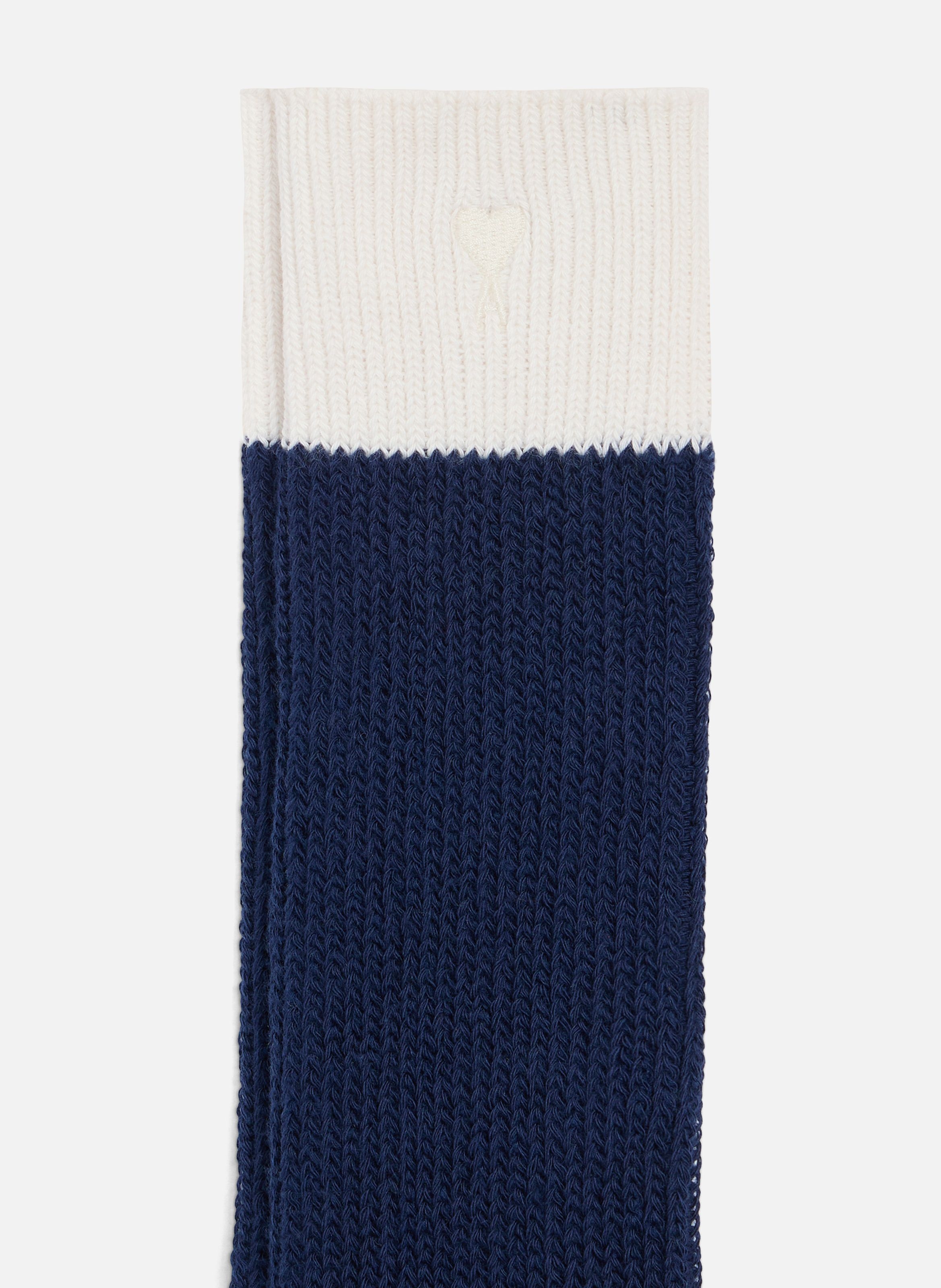 Chaussettes bicolores unisexes en coton AMI PARIS Bleu