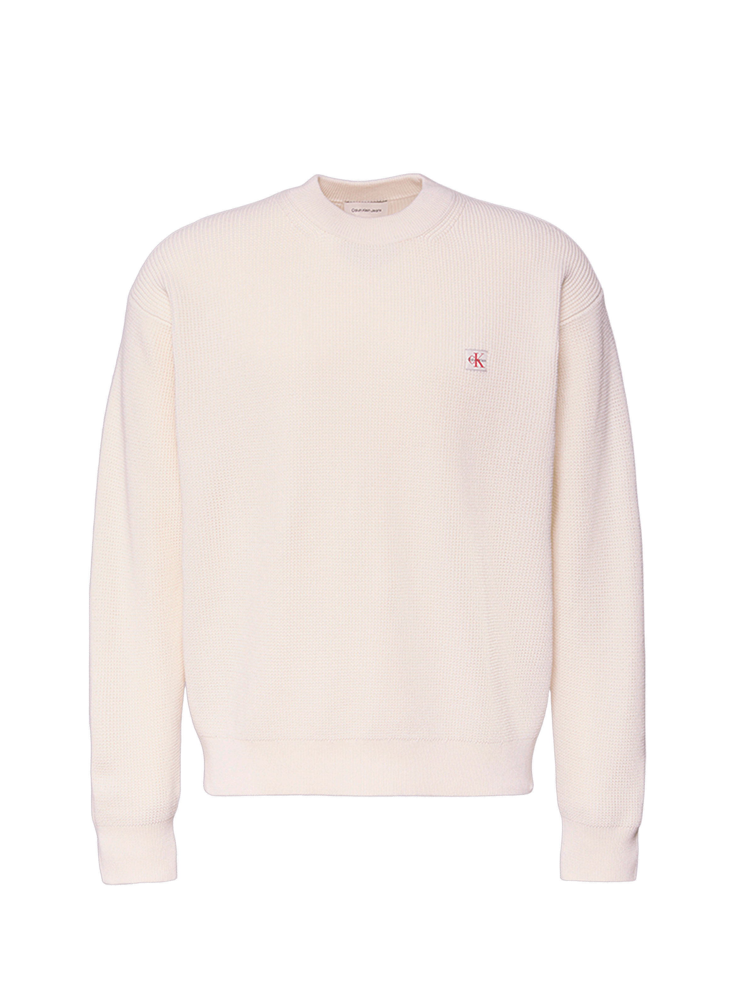 Straight round neck cotton sweater CALVIN KLEIN Beige