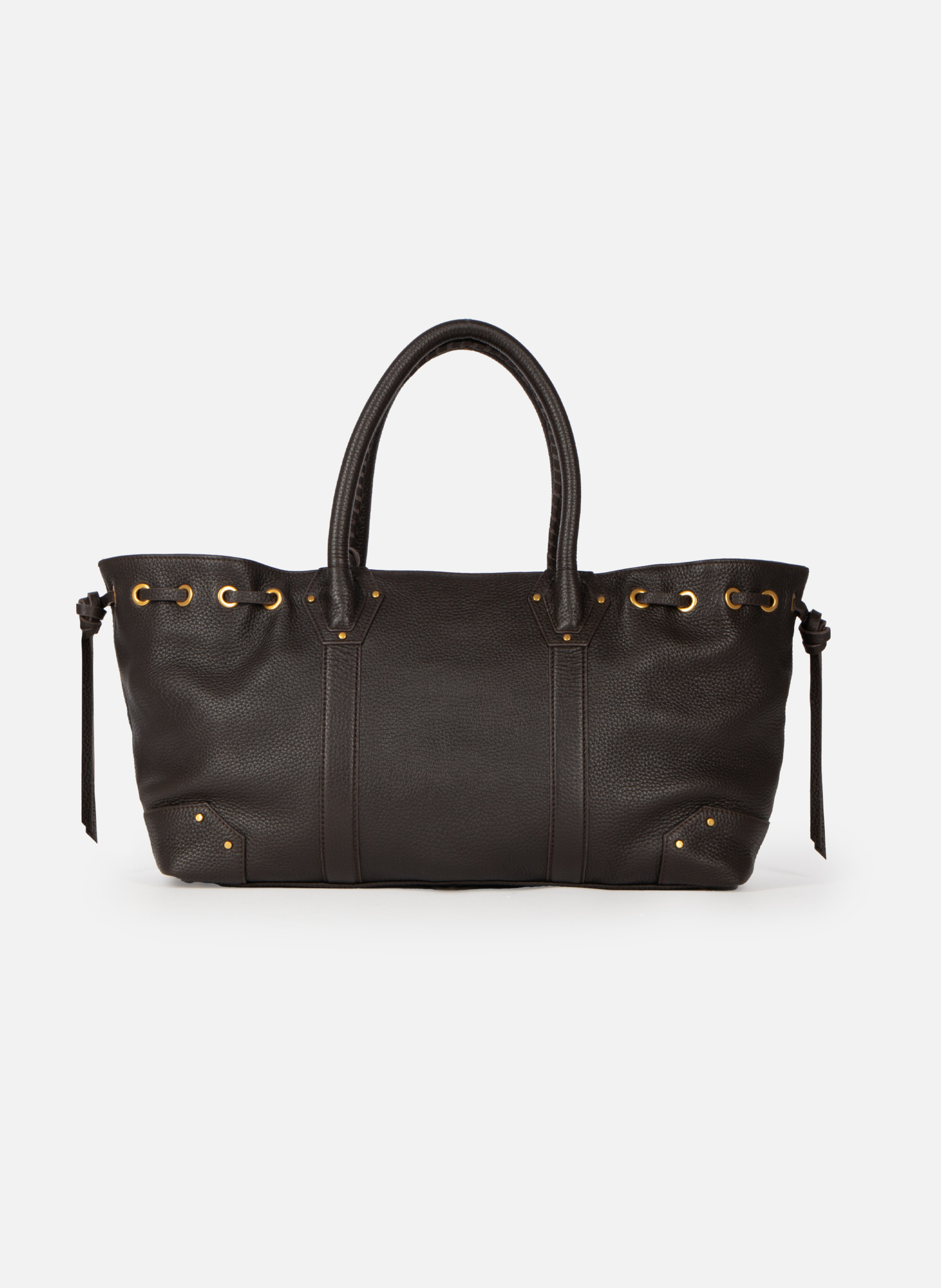 Sac cabas froncé en cuir grainé THE KOOPLES Marron