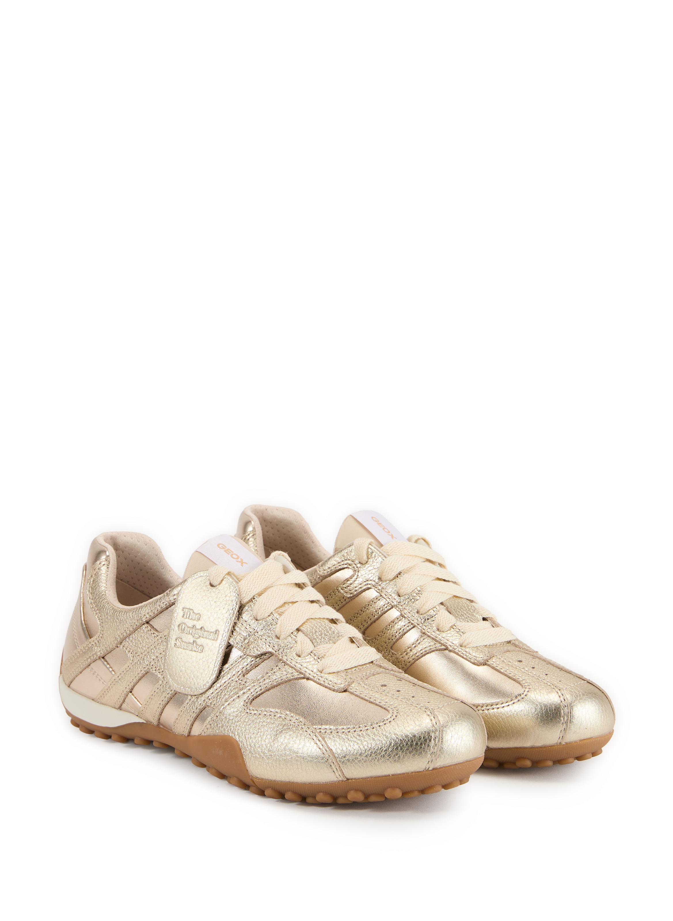 Baskets basses Snake en cuir métallisé GEOX Doré