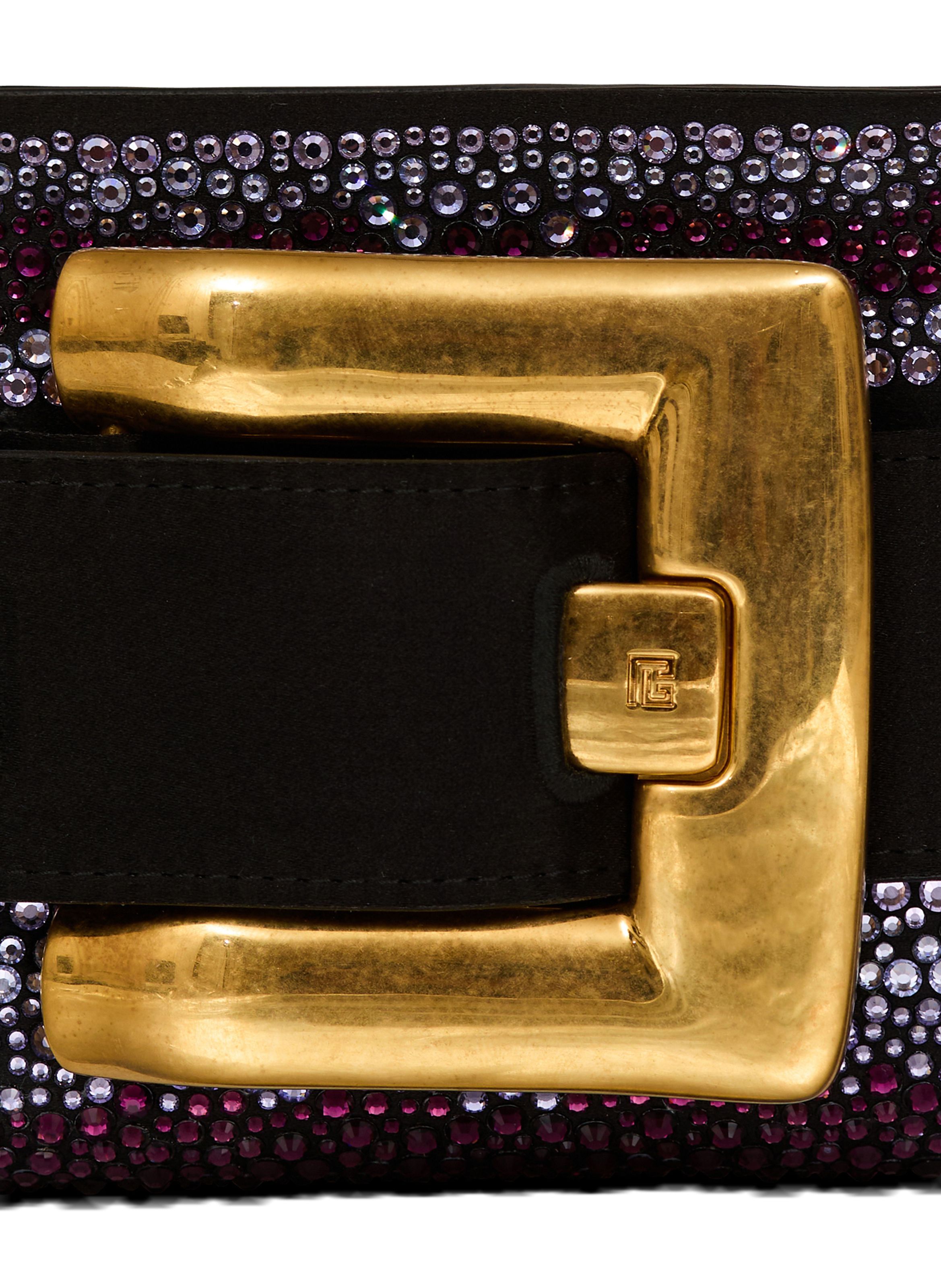 Pochette anthem en cristaux et satin BALMAIN Noir