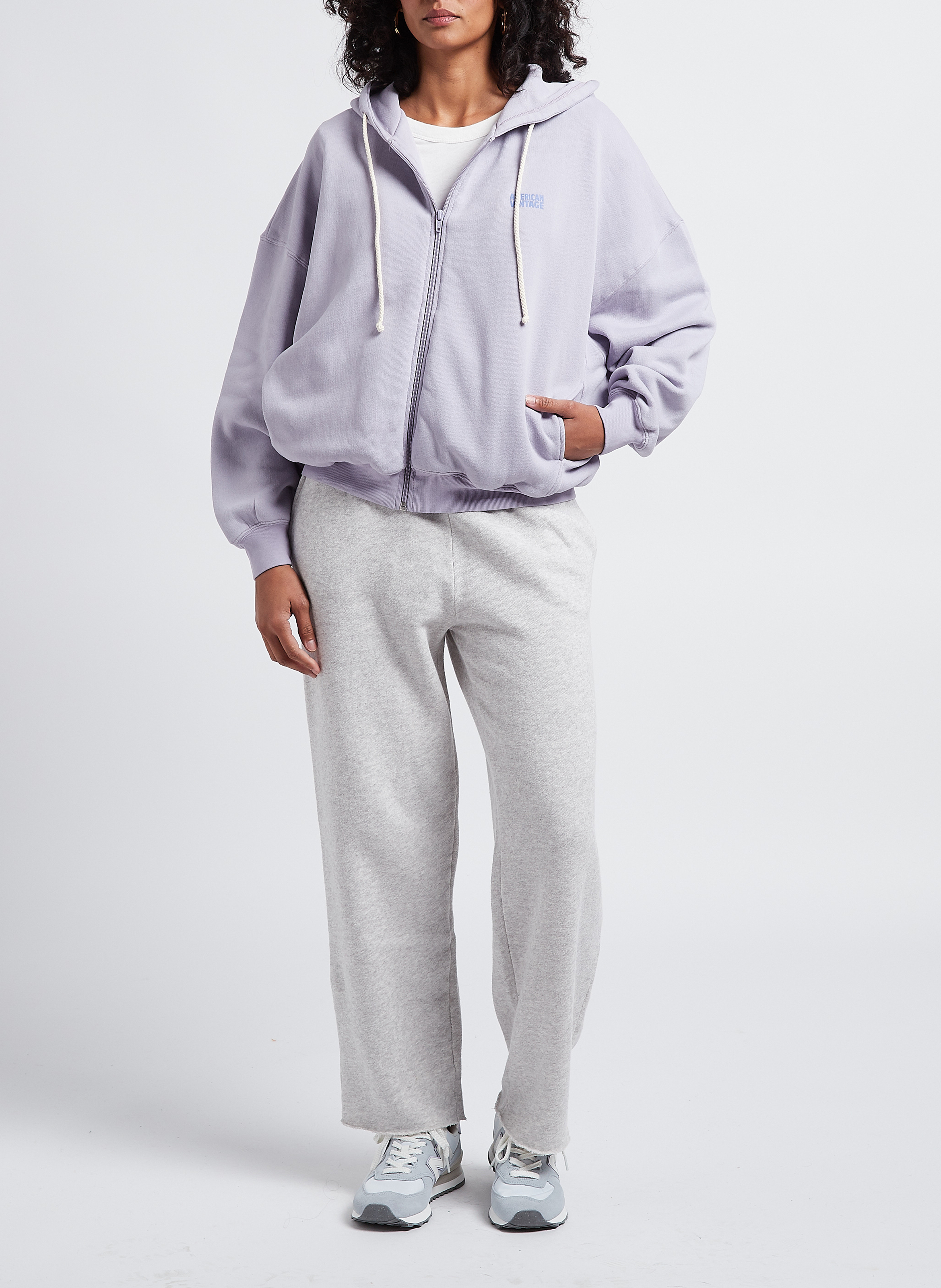 Tee-shirt court col rond en coton gamipy AMERICAN VINTAGE Blanc