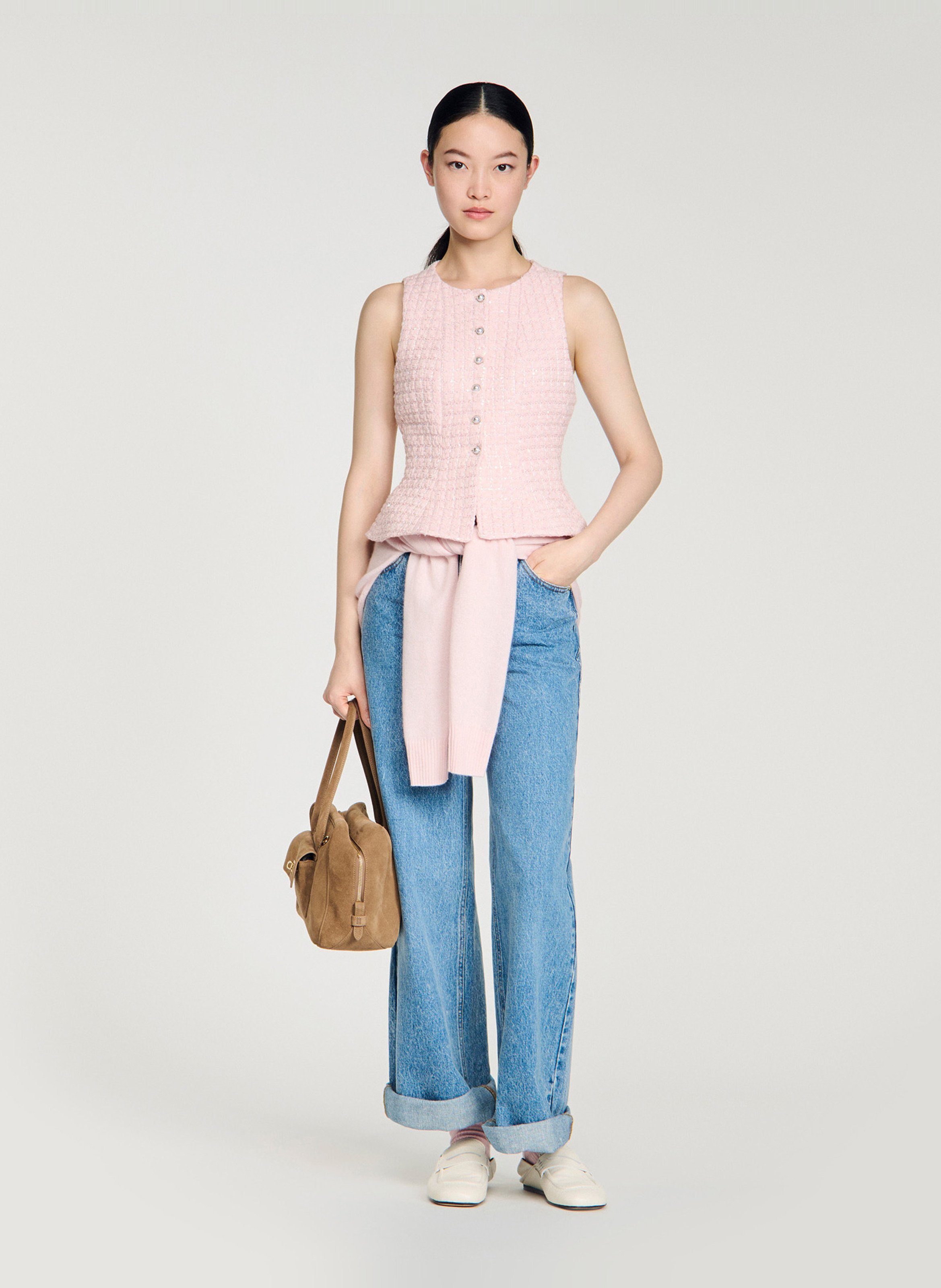 Top péplum en tweed SANDRO Rose