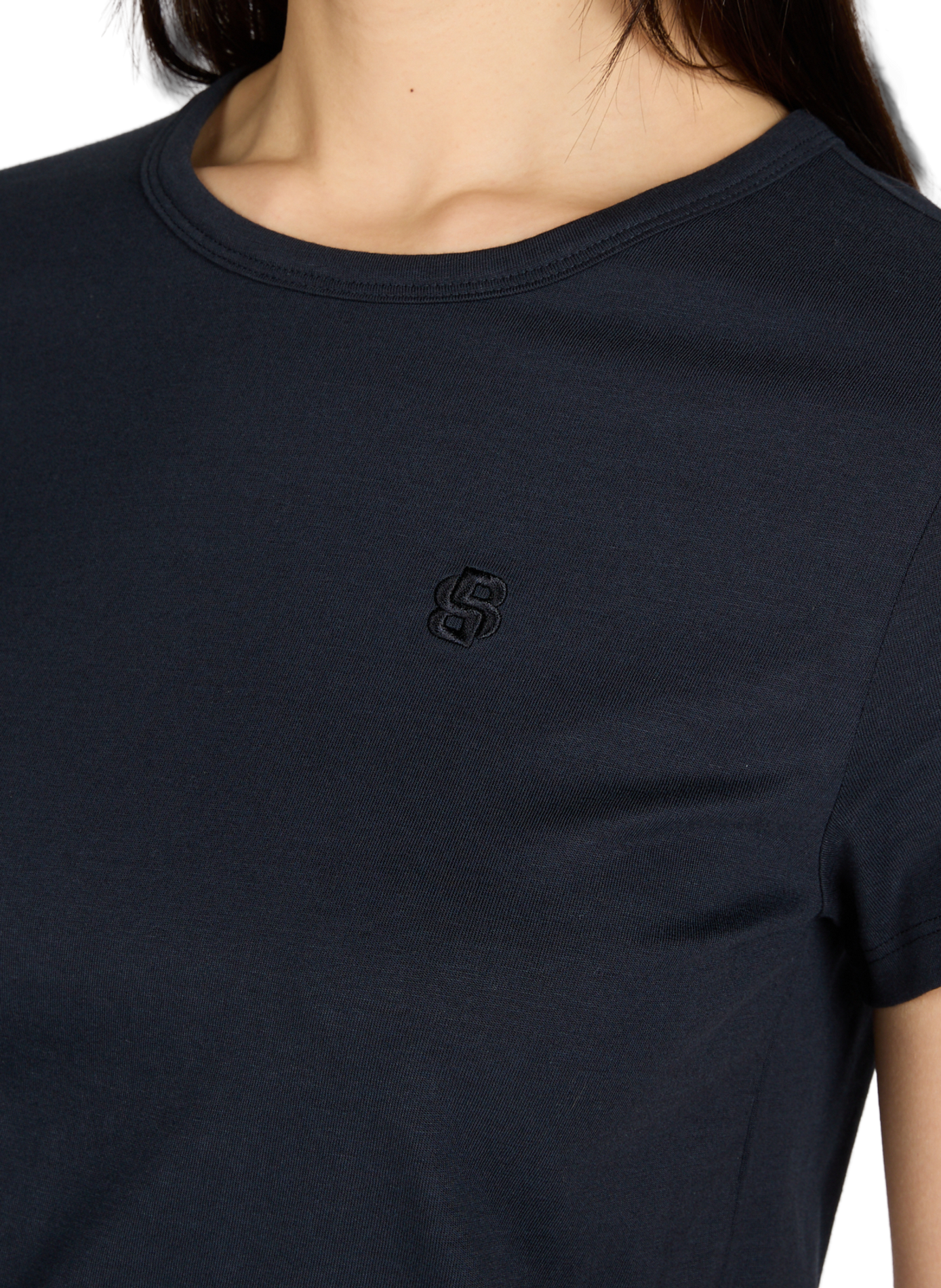 Round neck t-shirt in blended cotton and silk BOSS Blue