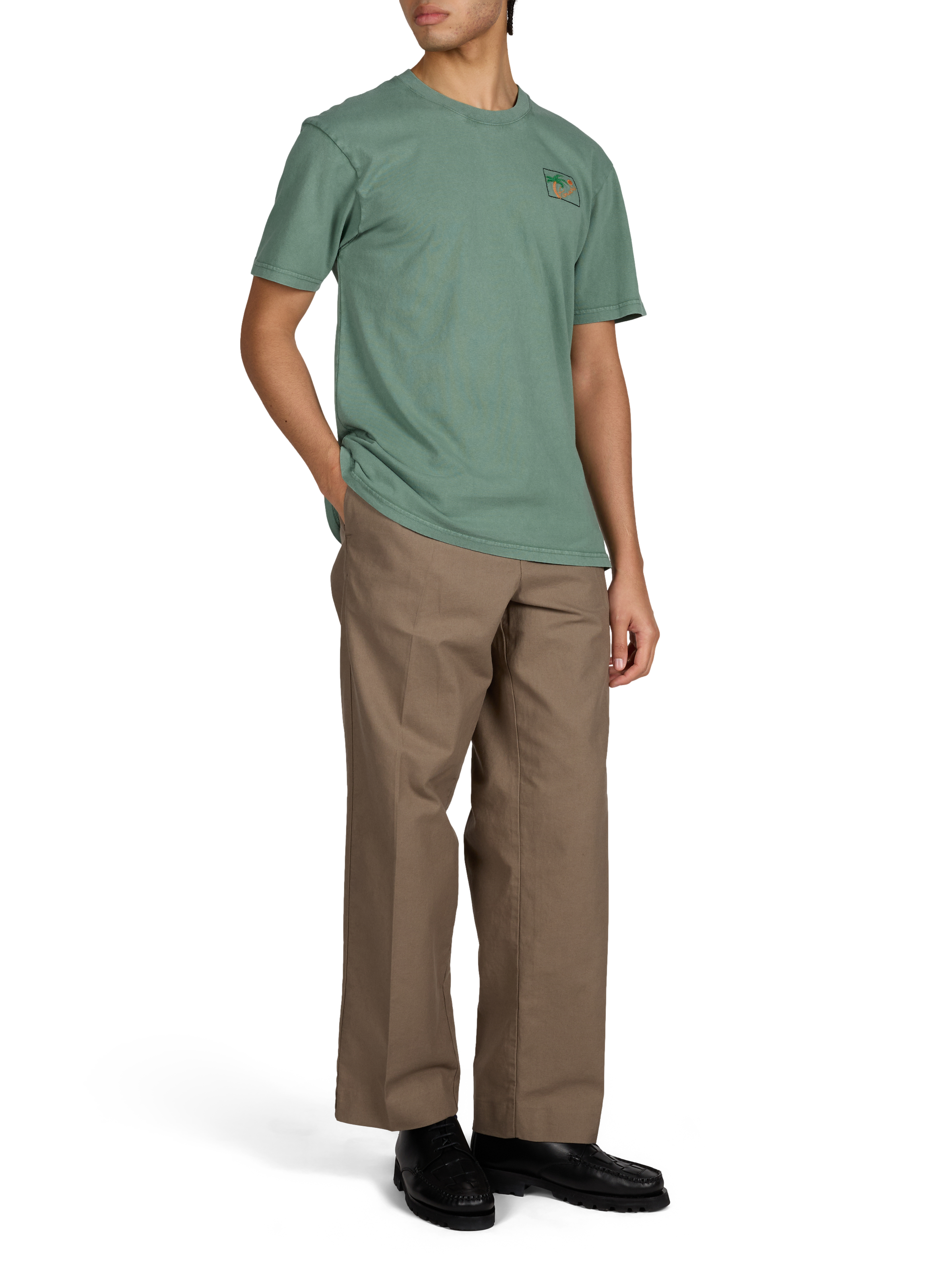 Patureau embroidered organic cotton T-shirt MAISON LABICHE Green