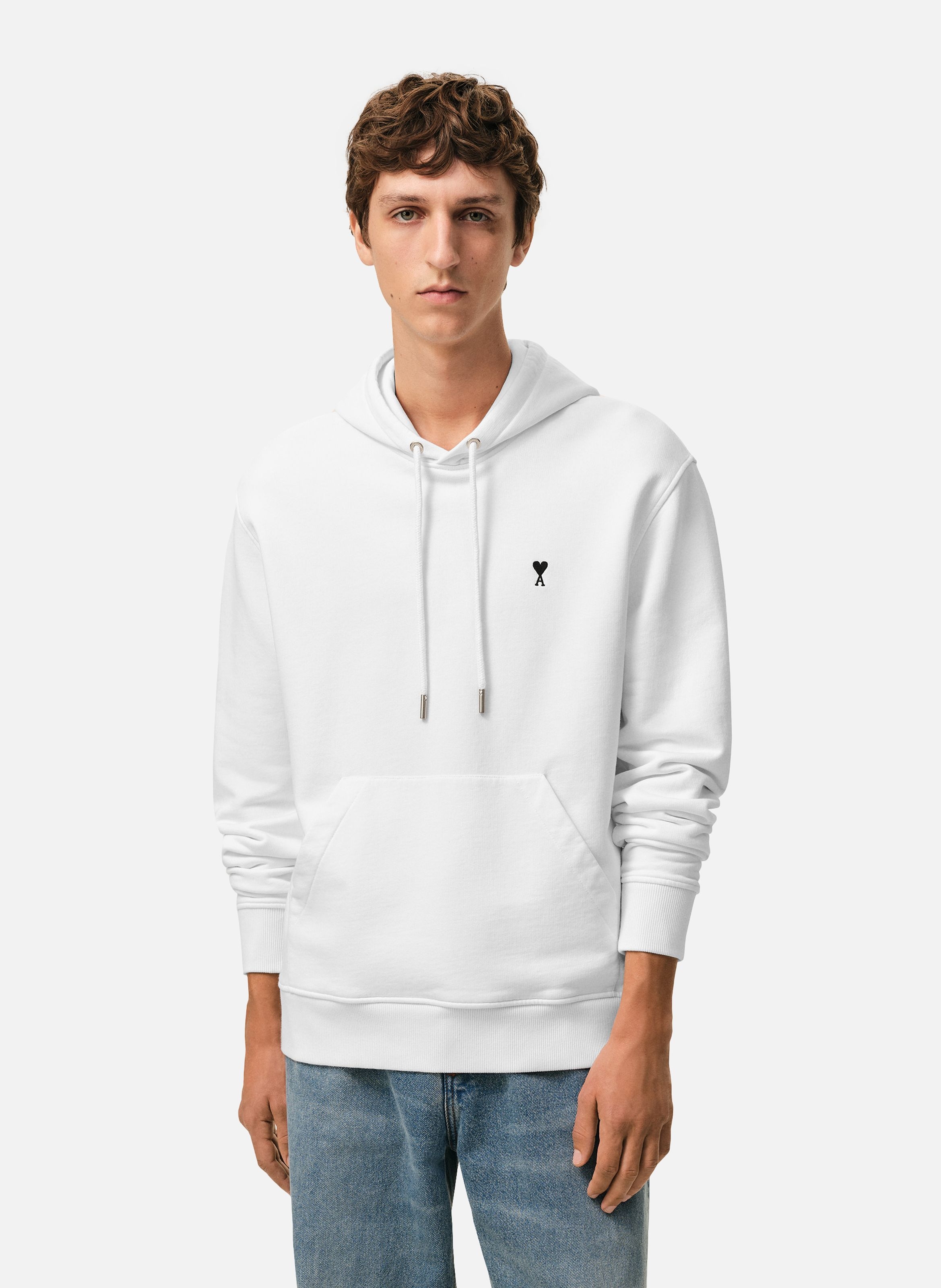 Hoodie Ami De Coeur En Coton AMI PARIS Blanc