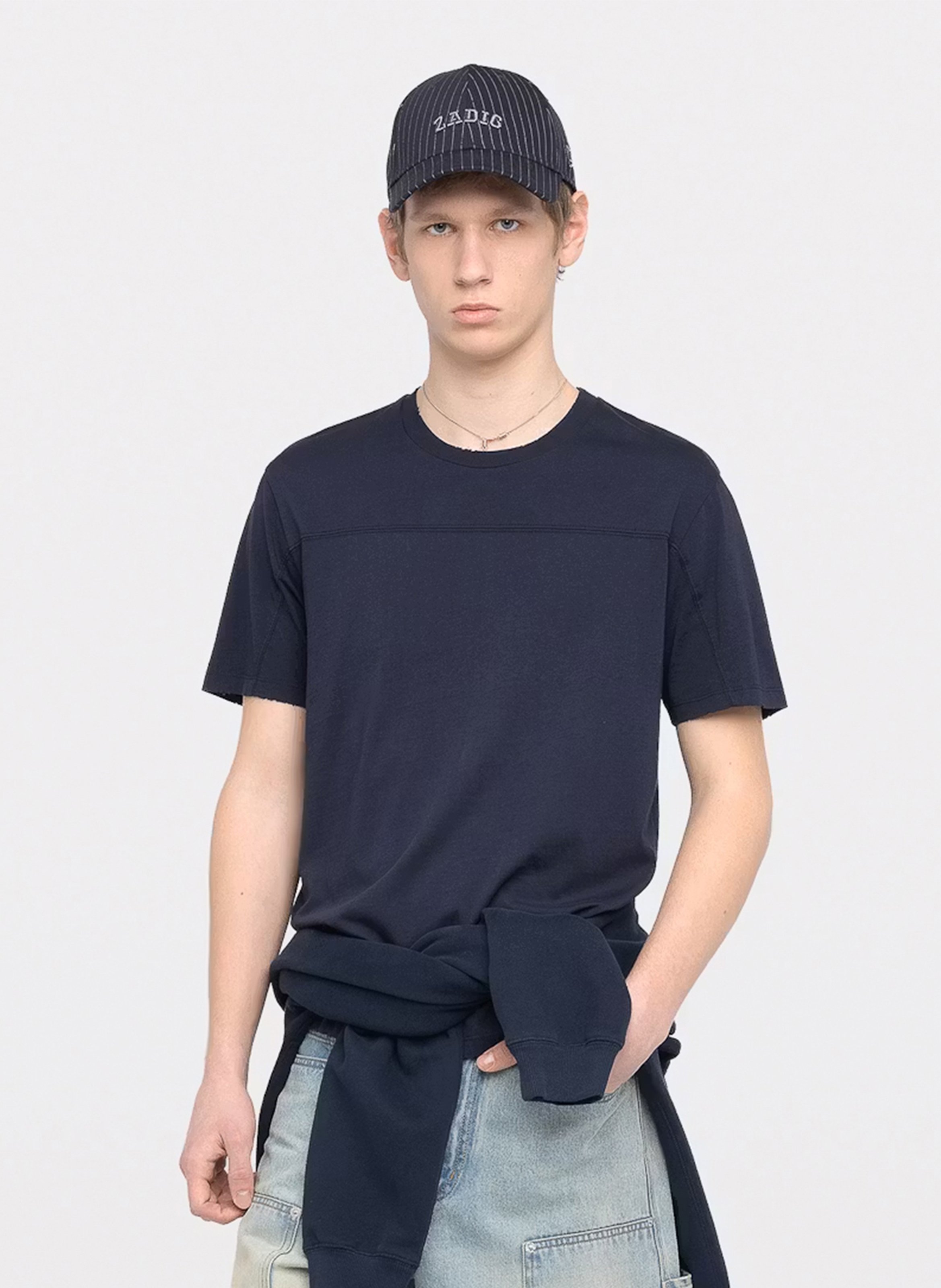 Tee-shirt droit col rond en coton sérigraphié tommy ZADIG&VOLTAIRE Bleu