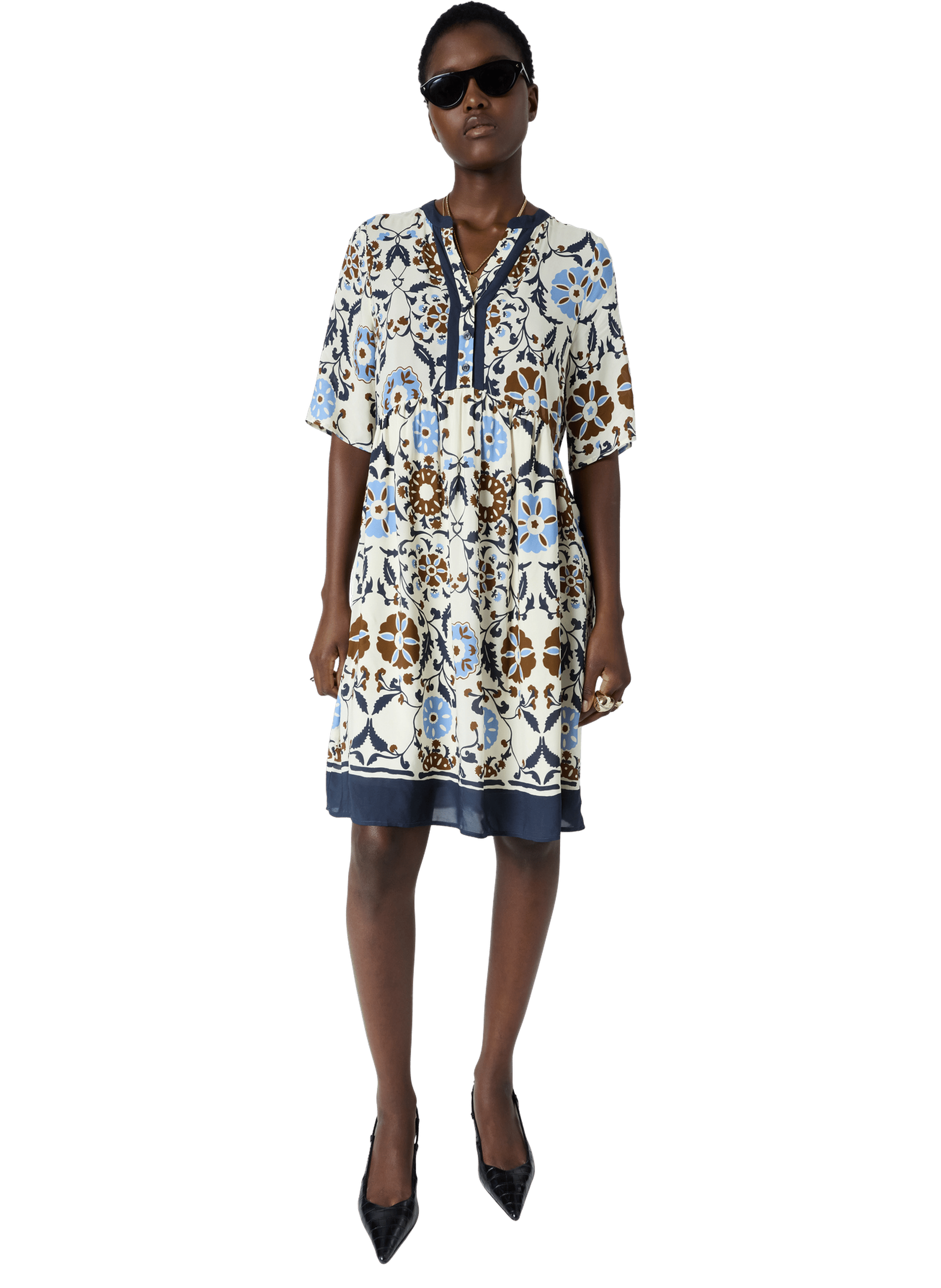 Robe courte et fluide imprimée - romaine GERARD DAREL Beige