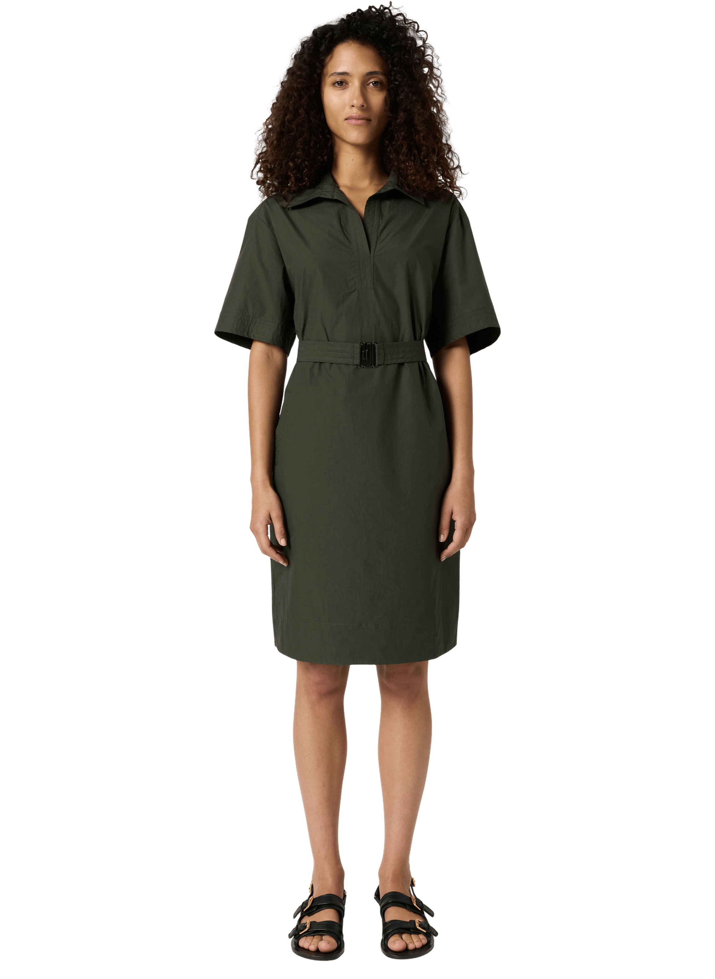 Robe à col chemise en coton - rizlene GERARD DAREL Vert