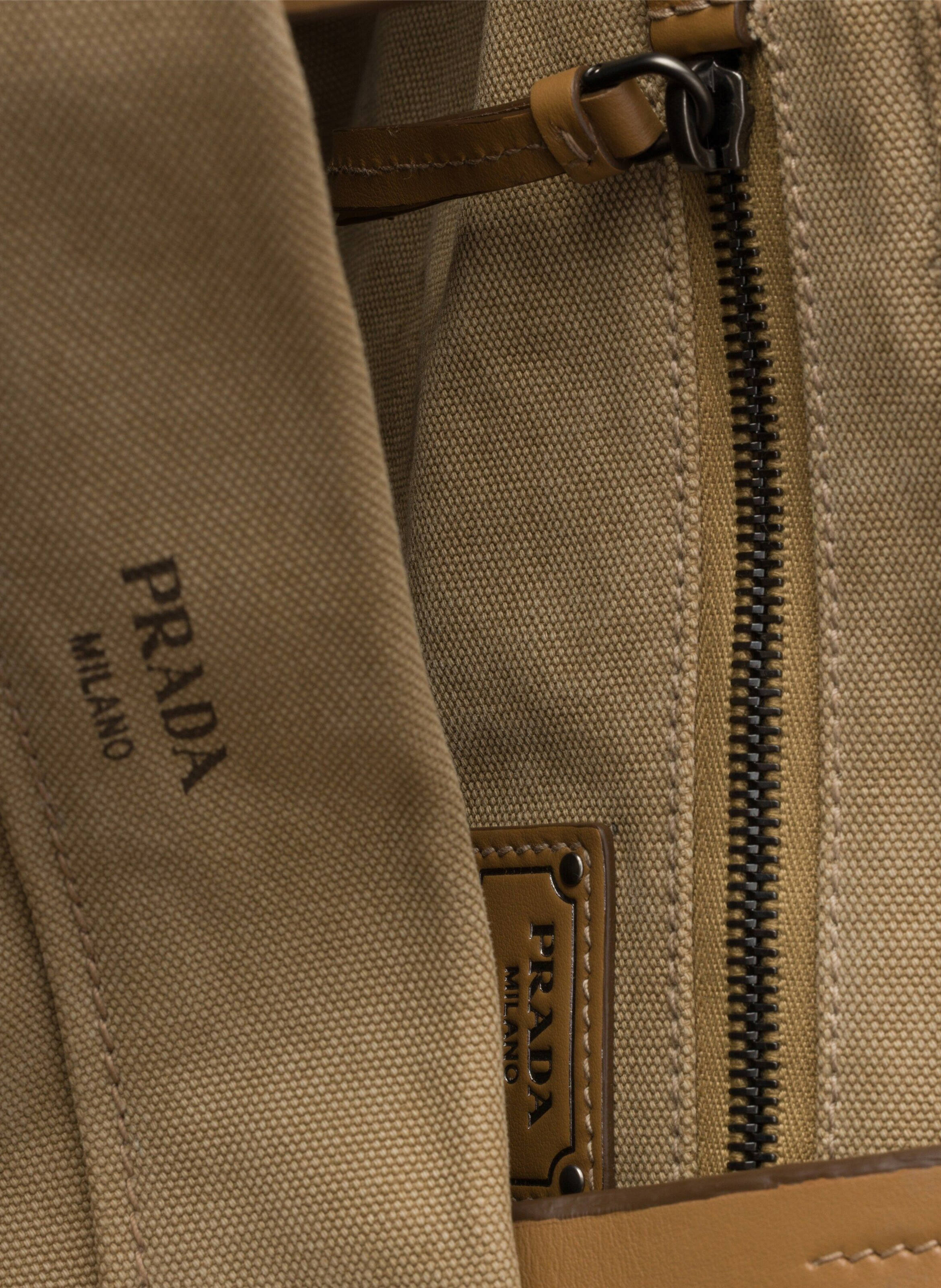 Cabas prada route en toile et cuir PRADA Beige