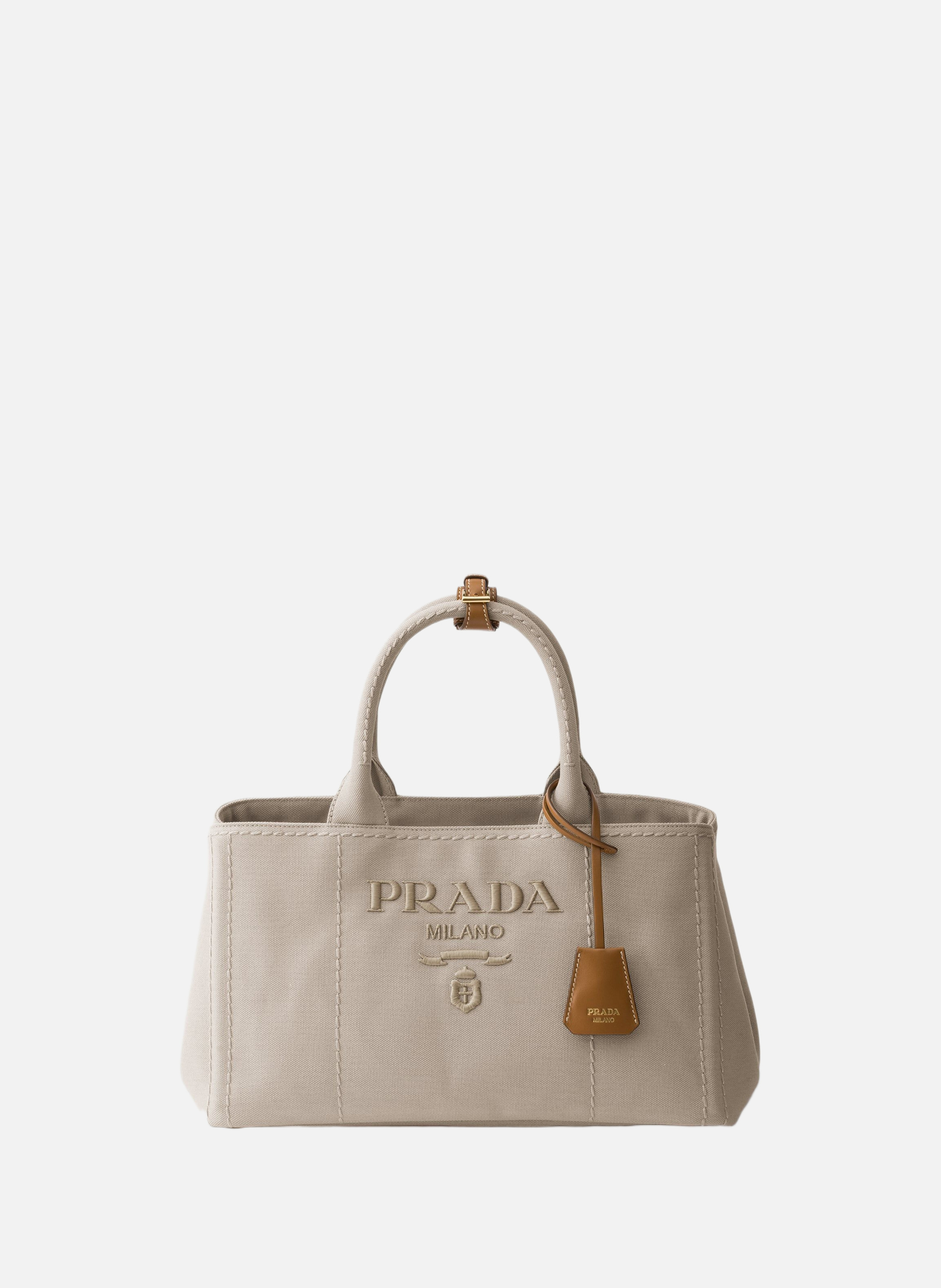Grand sac cabas prada jardinière en toile de coton PRADA Beige