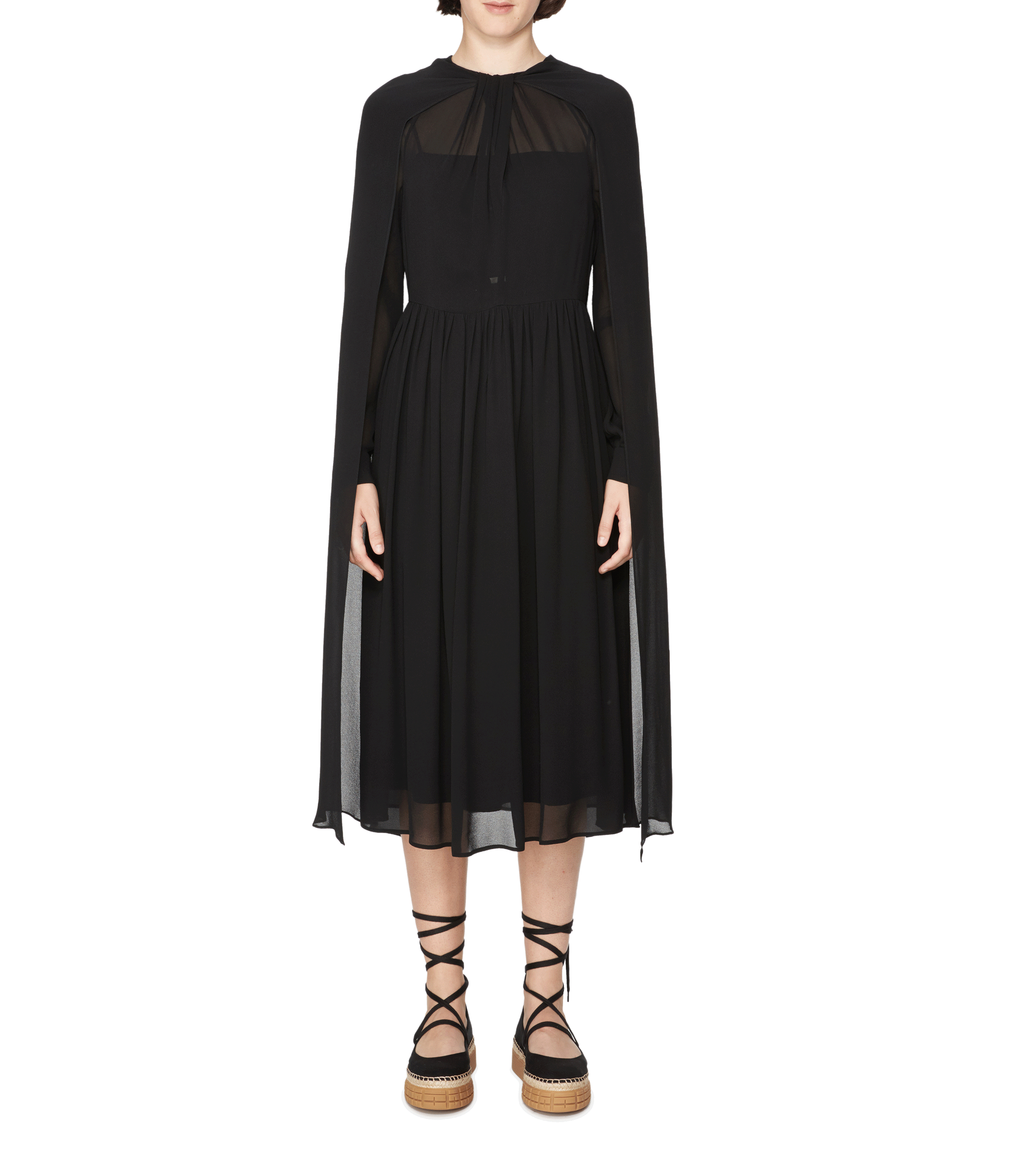 Dress with cape sleeves PRADA Black