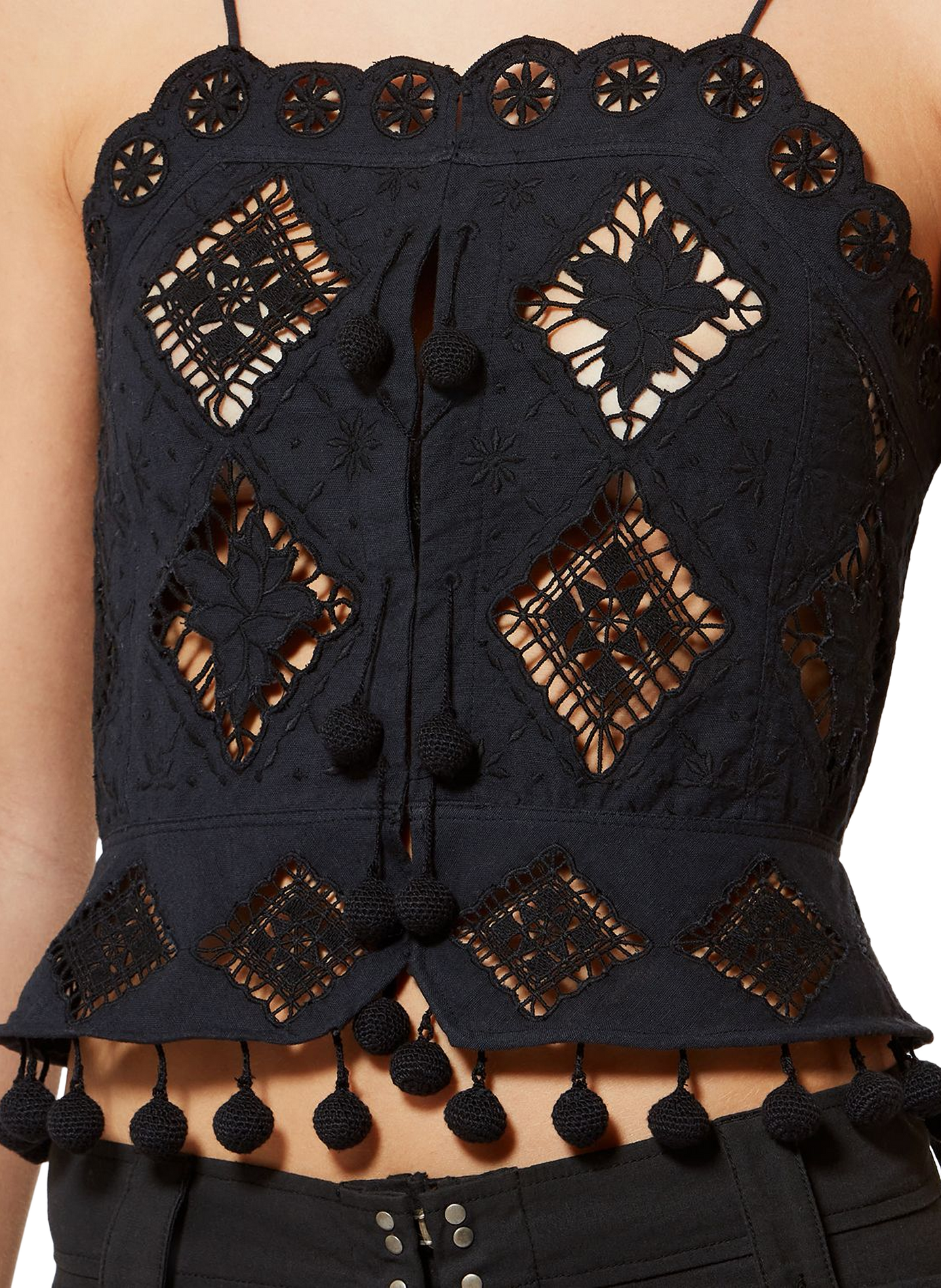 Fitted linen and cotton tank top by Nelssy ISABEL MARANT Black