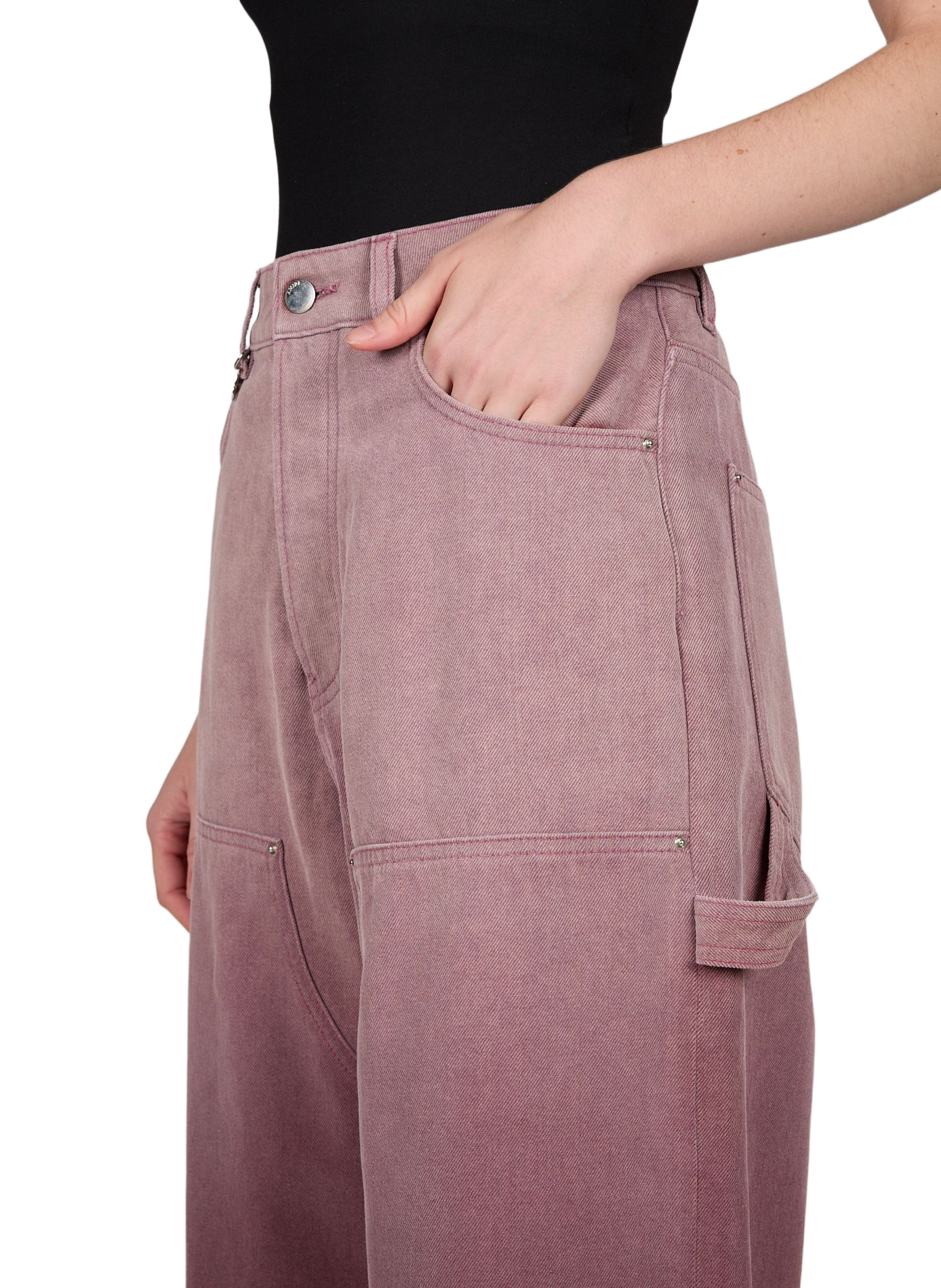 Jean dégradé à empiècement en coton  AMIRI Rouge