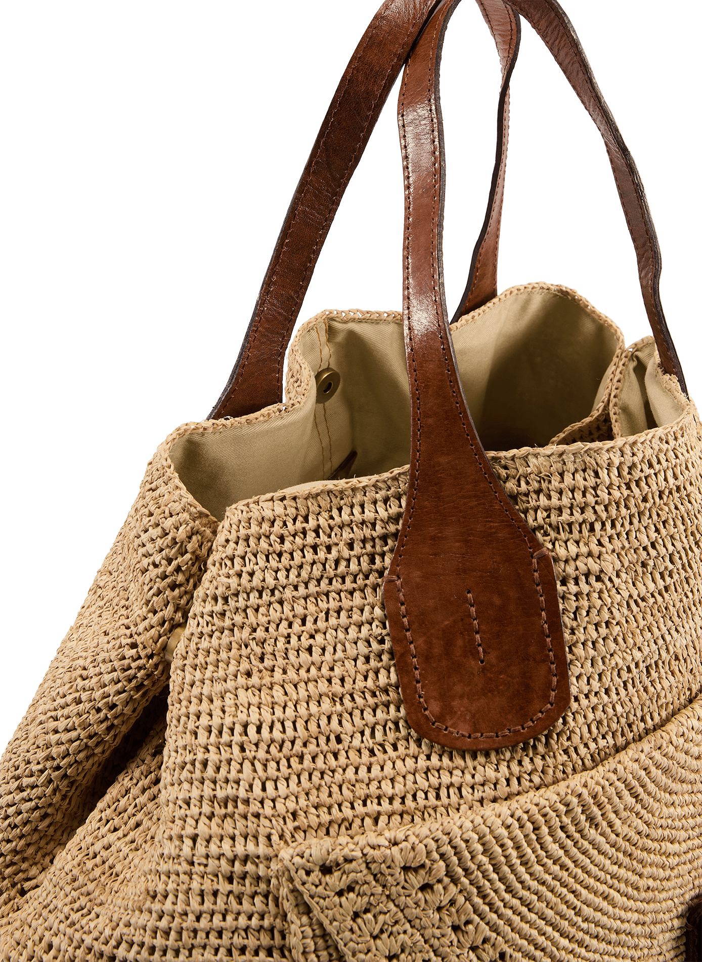 Laza II raffia and cotton bag IBELIV Beige
