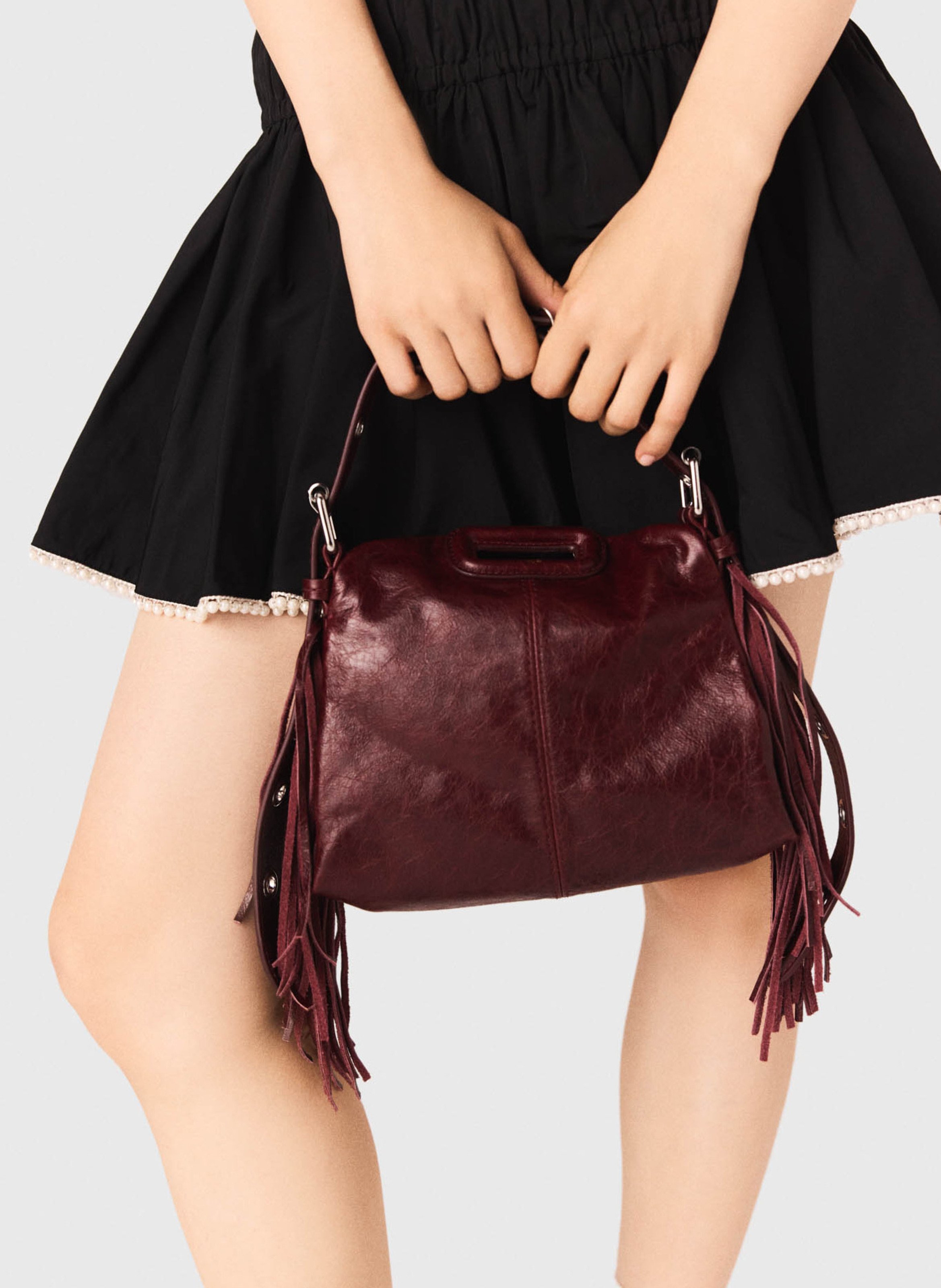 Sac porté épaule en cuir miss m mini MAJE Rouge