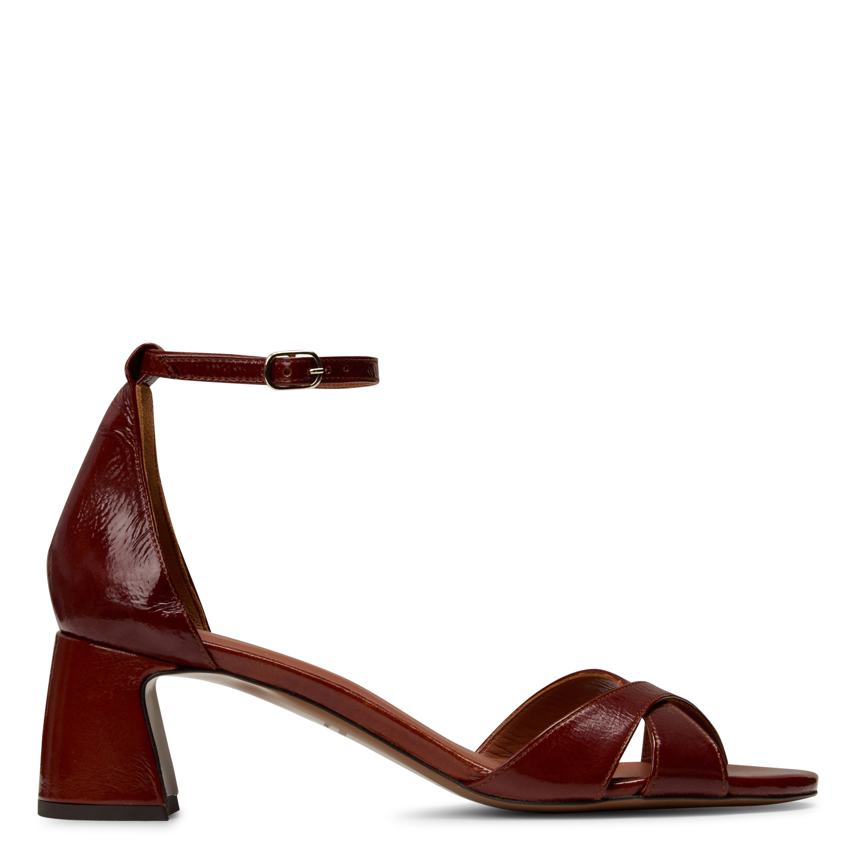 Sandales à talons en cuir vernis n°595 RIVECOUR Marron