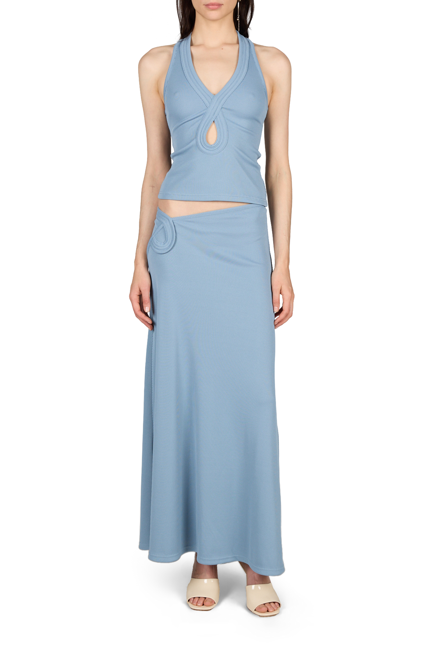 Ribbed V-neck Top CHRISTOPHER ESBER Blue