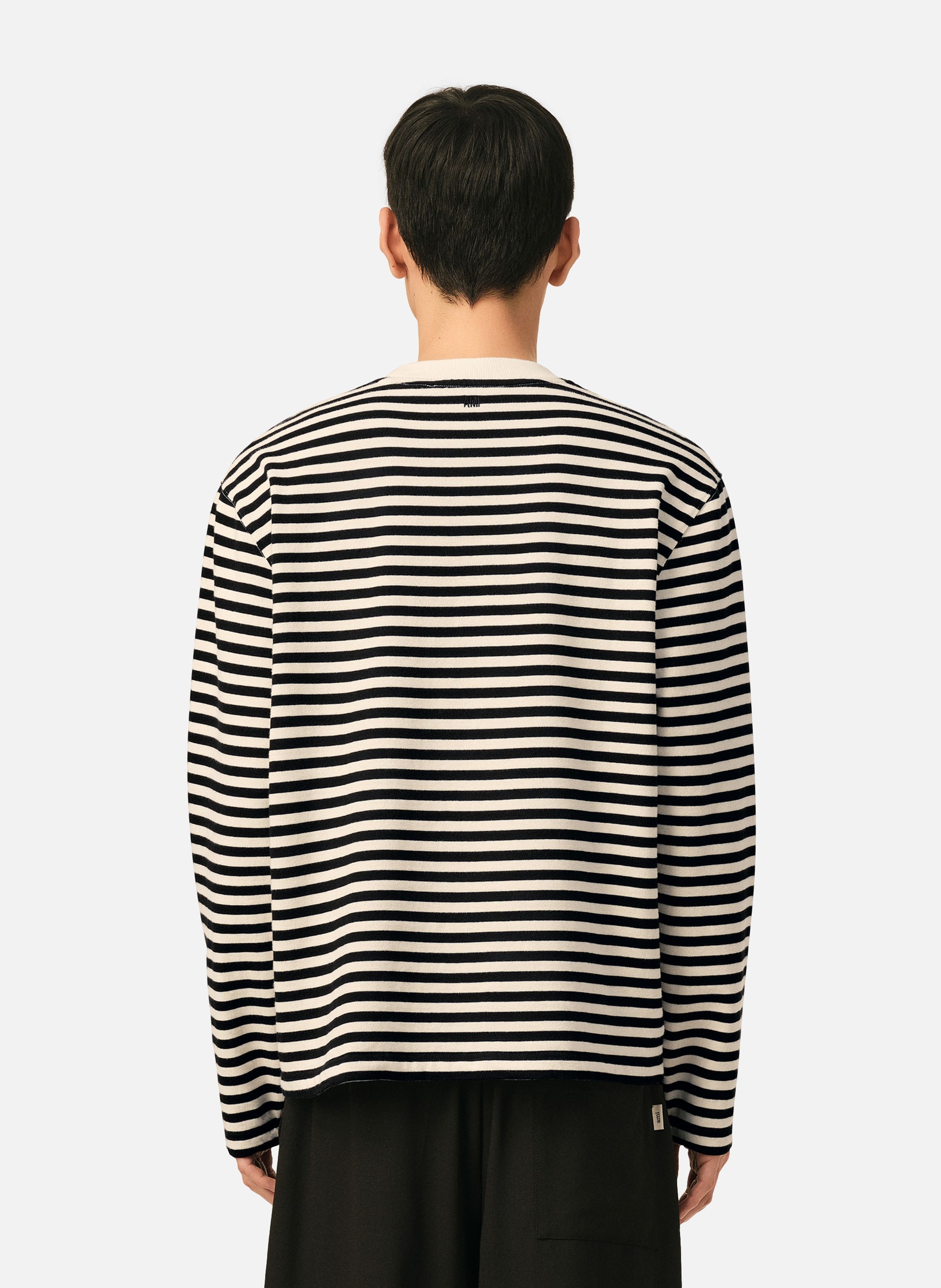 T-shirt marinière unisexe en coton ami de coeur AMI PARIS Noir