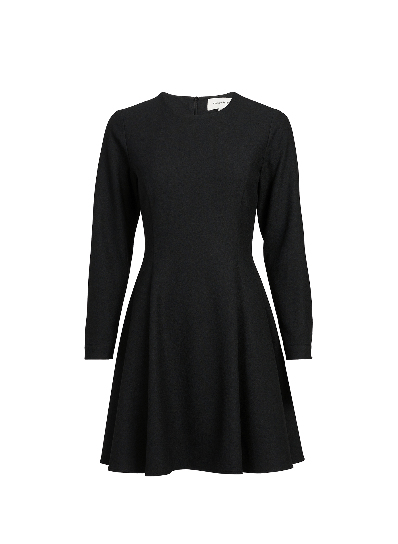 Kurzes ausgestelltes einfarbiges Kleid SAISON 1865 Schwarz