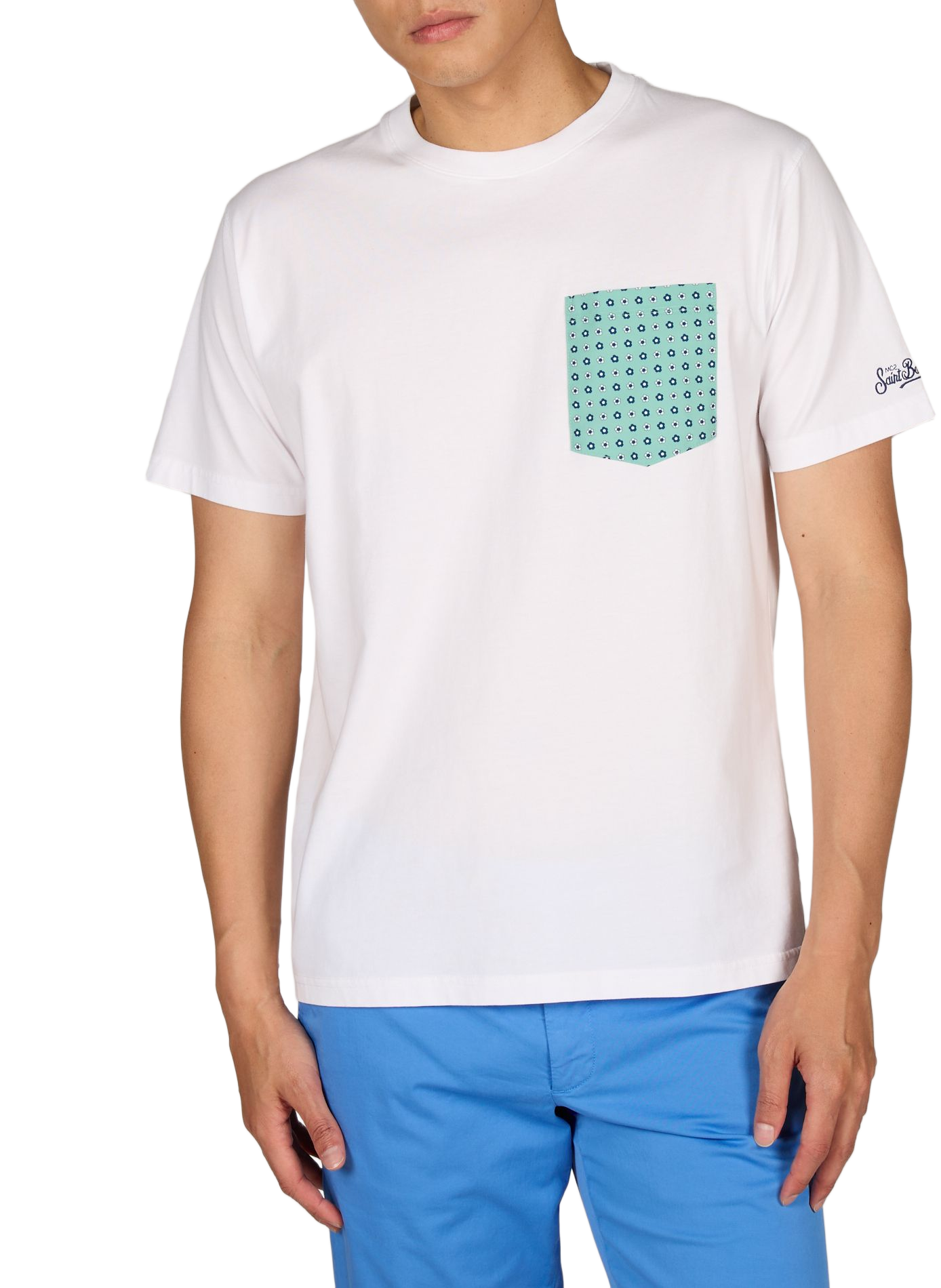 T-shirt Blanche droit uni en coton MC2 SAINT BARTH Blanc