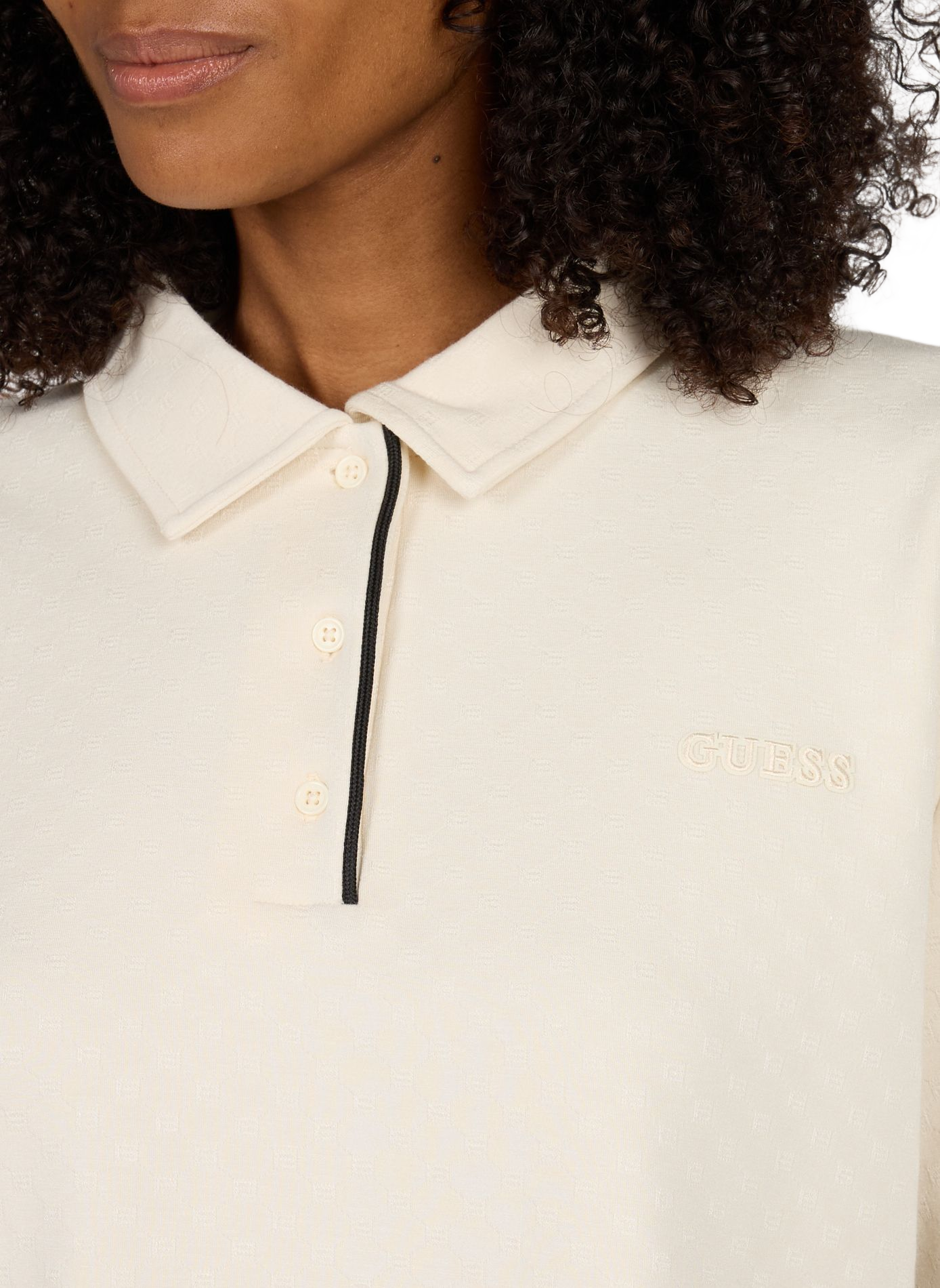 Plain short-sleeved polo GUESS White