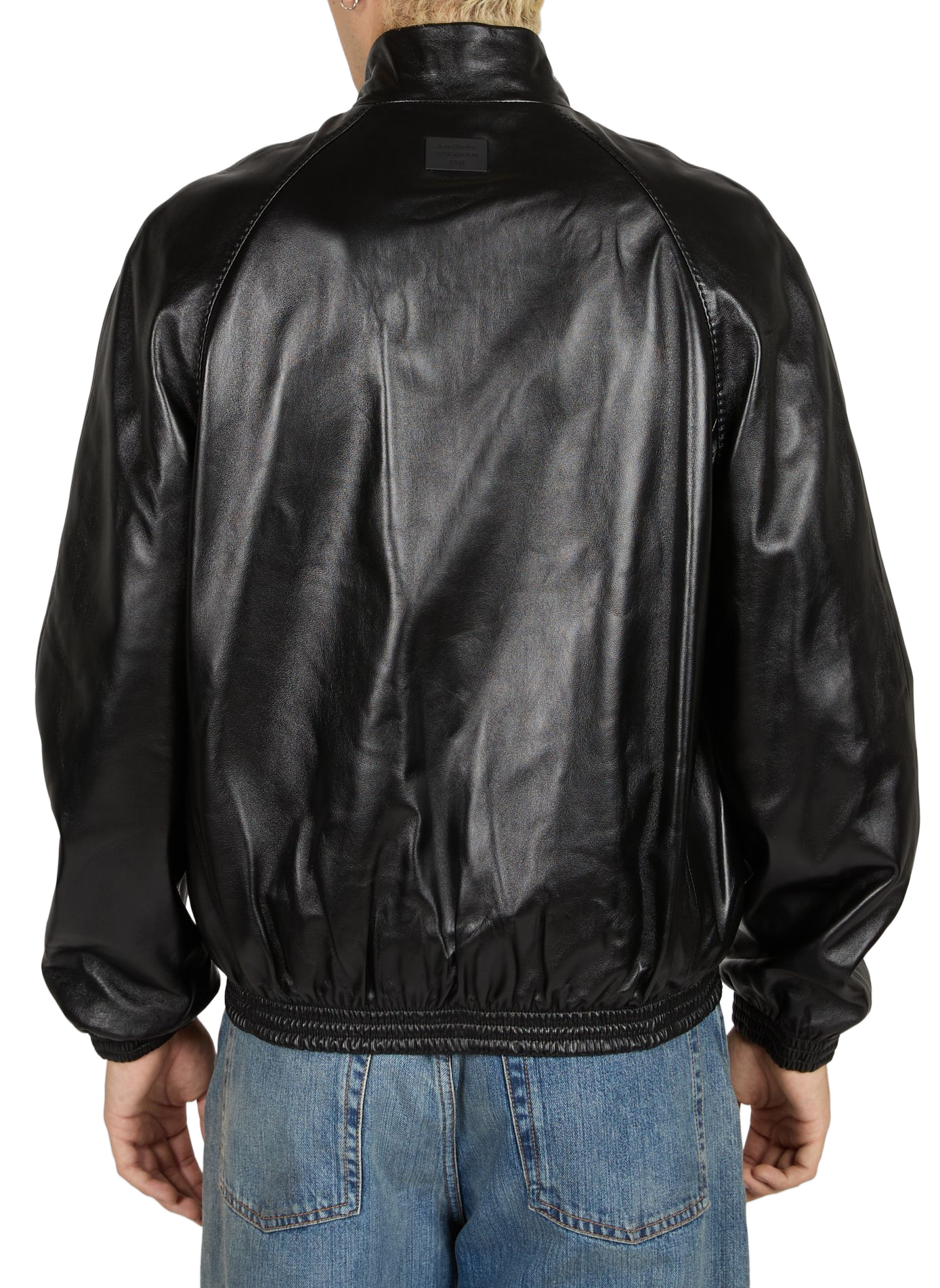 Blouson droit en cuir ACNE STUDIOS Noir