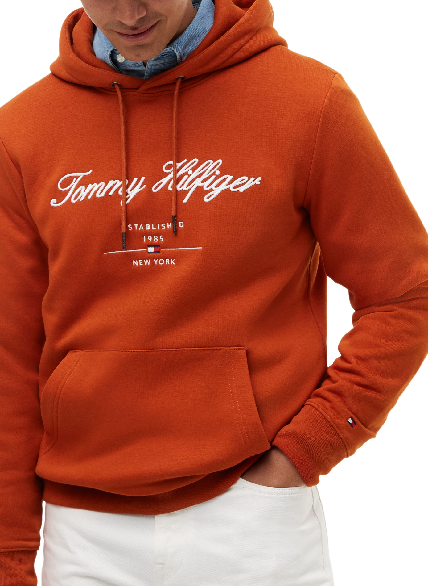 Sweat à capuche brodé TOMMY HILFIGER Marron