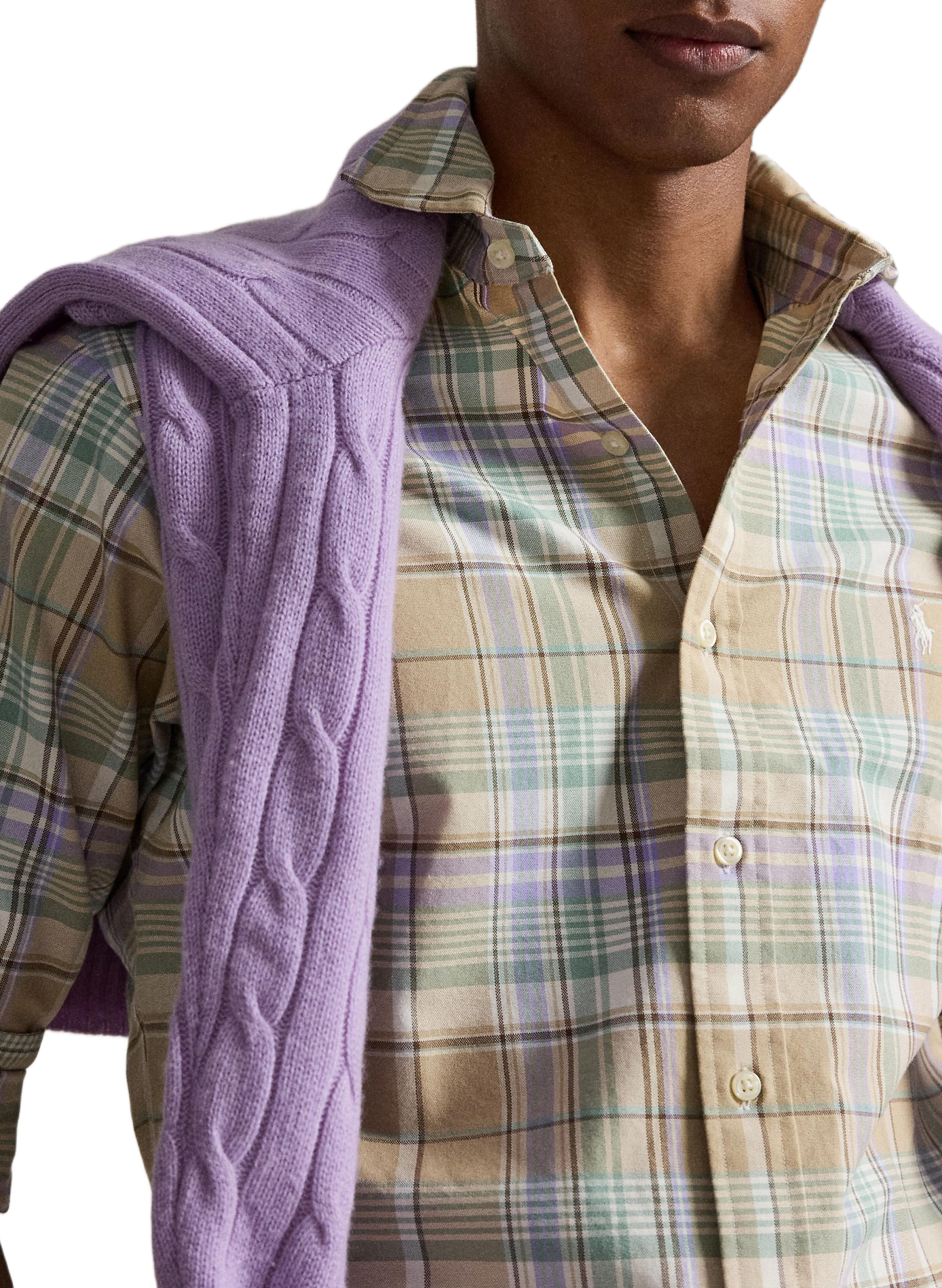 Checked shirt with embroidered logo in cotton POLO RALPH LAUREN Beige