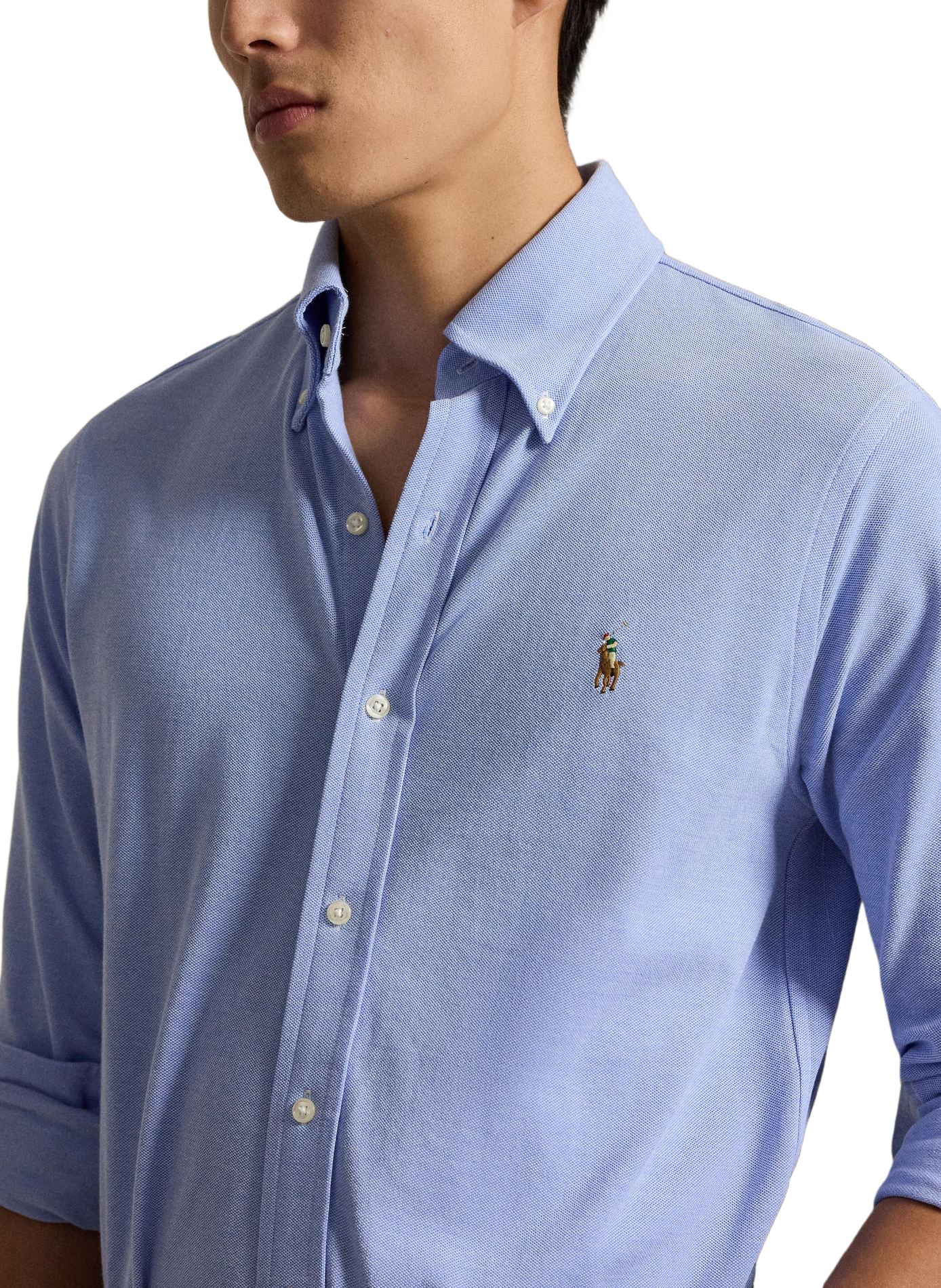 Slim shirt with embroidered logo in cotton POLO RALPH LAUREN Blue