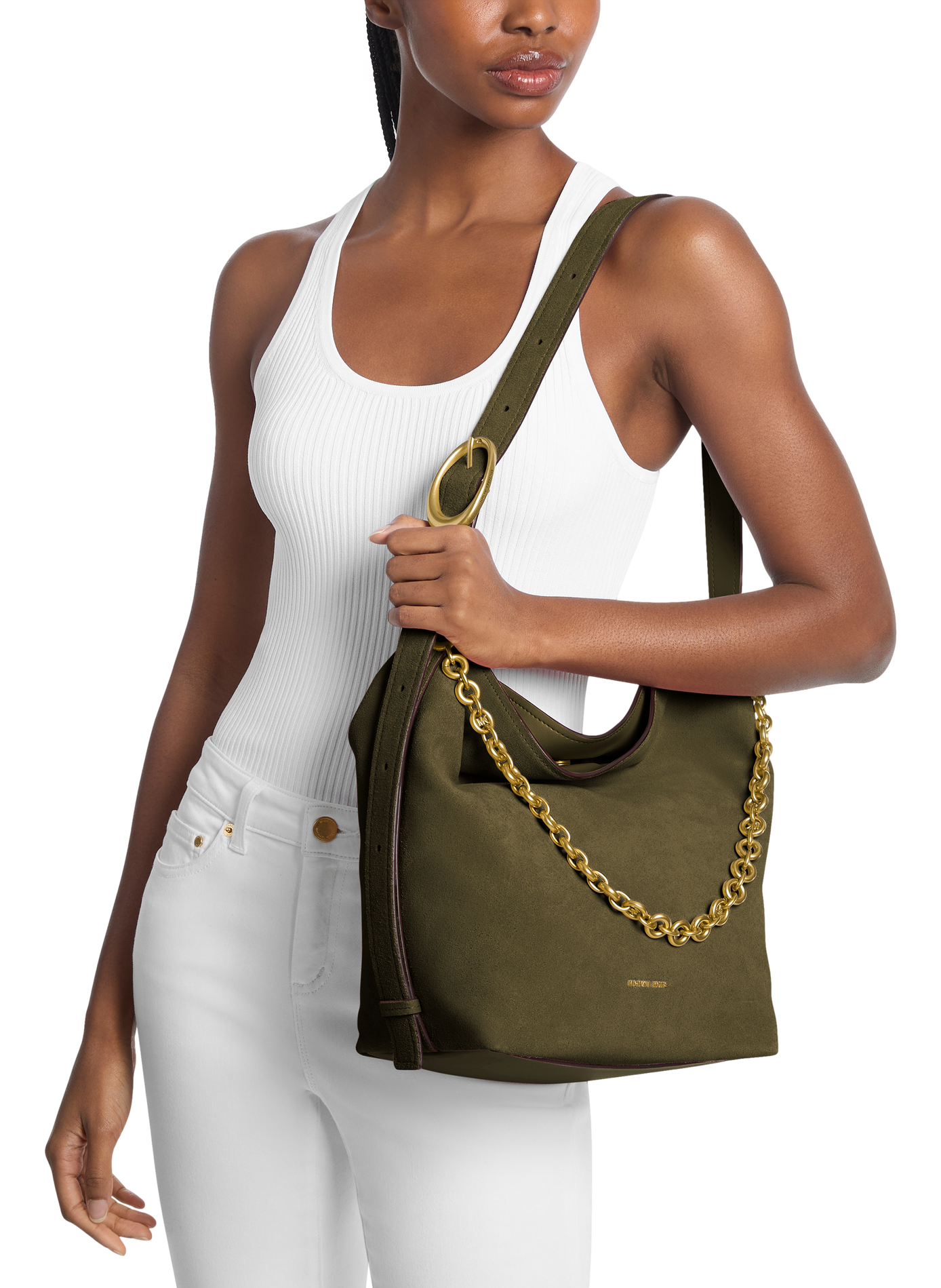 Sac seau Nolita à bandoulière réglable en cuir  MICHAEL KORS Marron