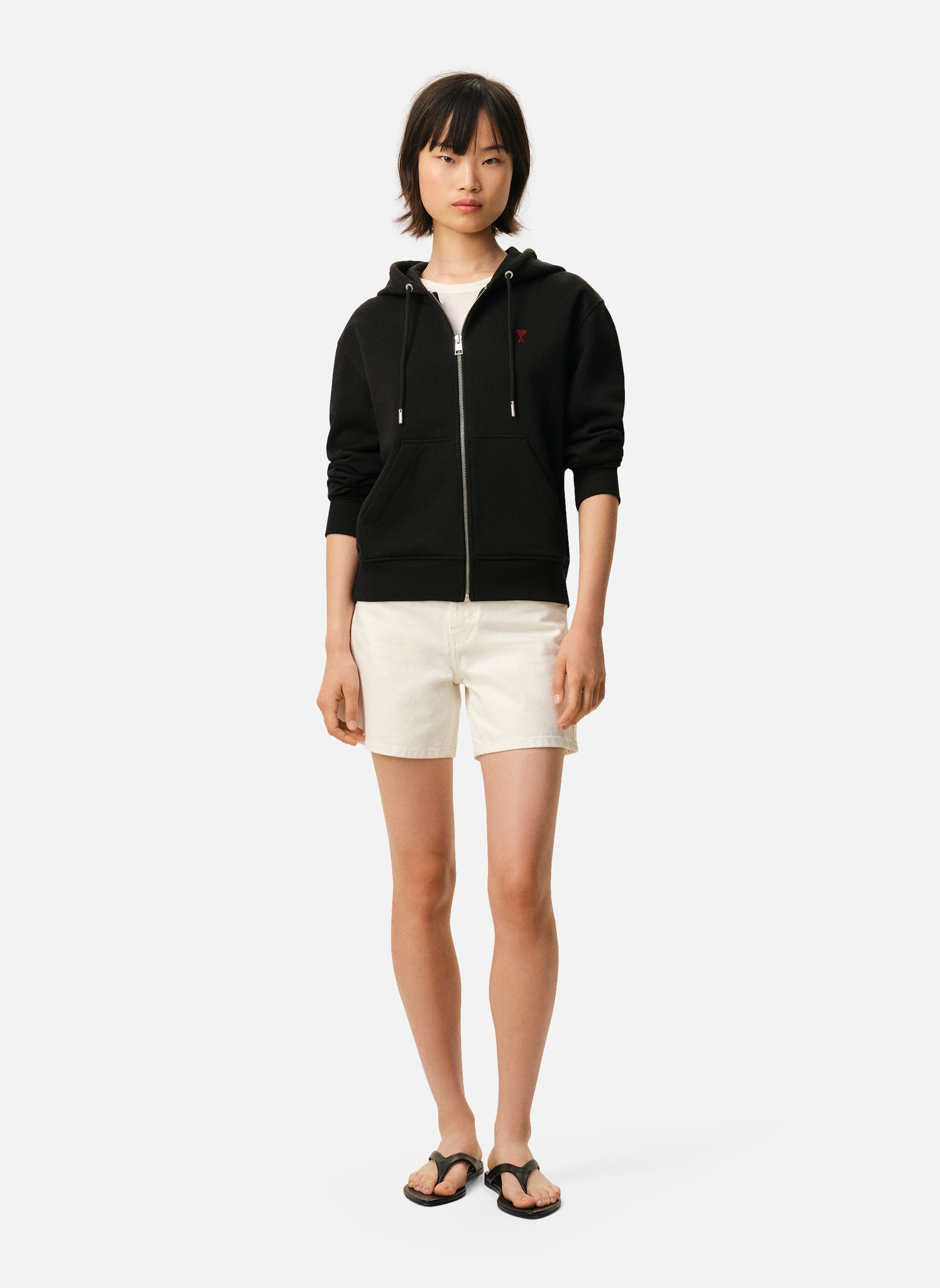 Hoodie zippé ami de coeur rouge unisexe AMI PARIS Noir