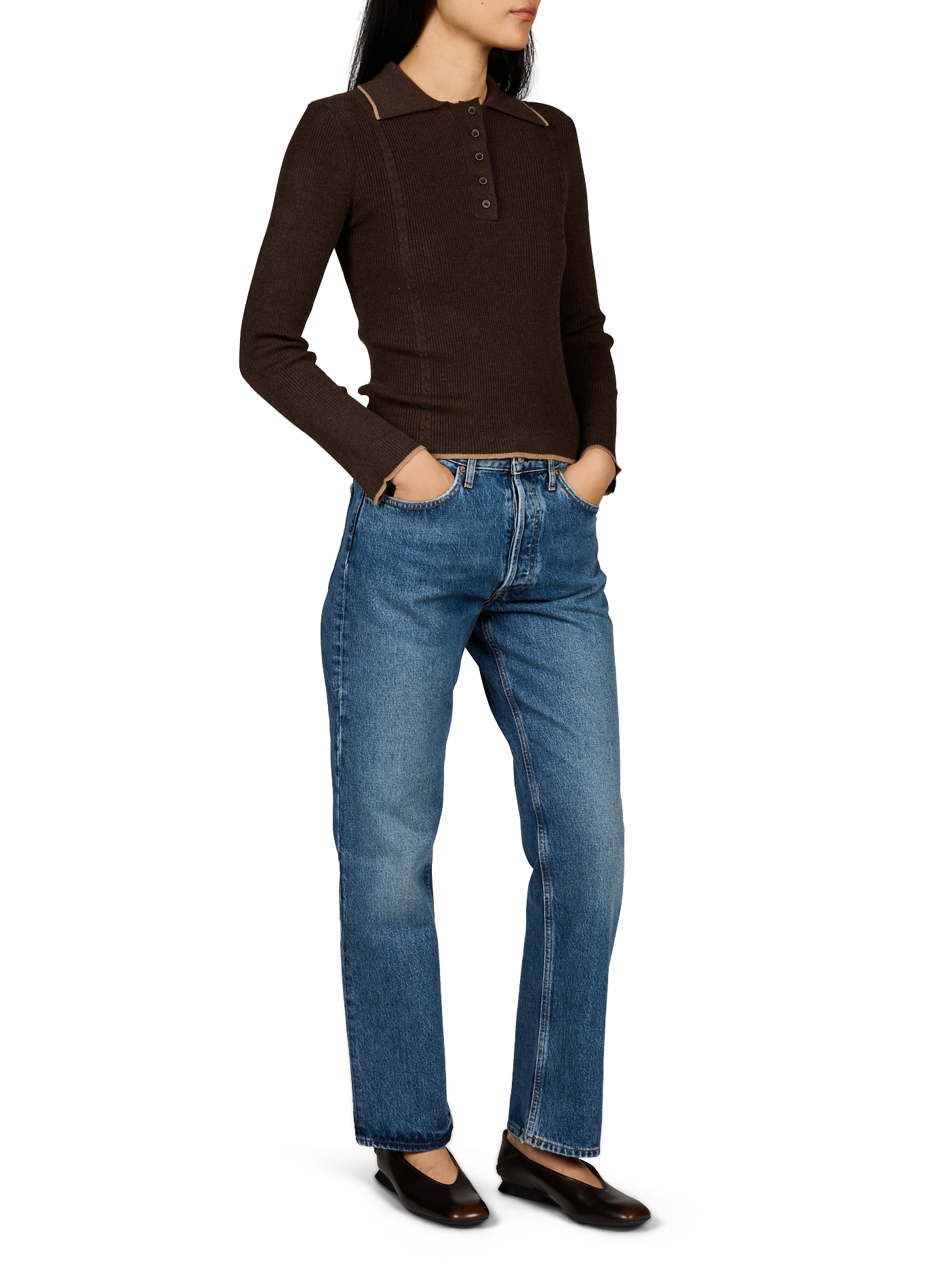 Gerade Jeans Lana aus Baumwolle AGOLDE Blau