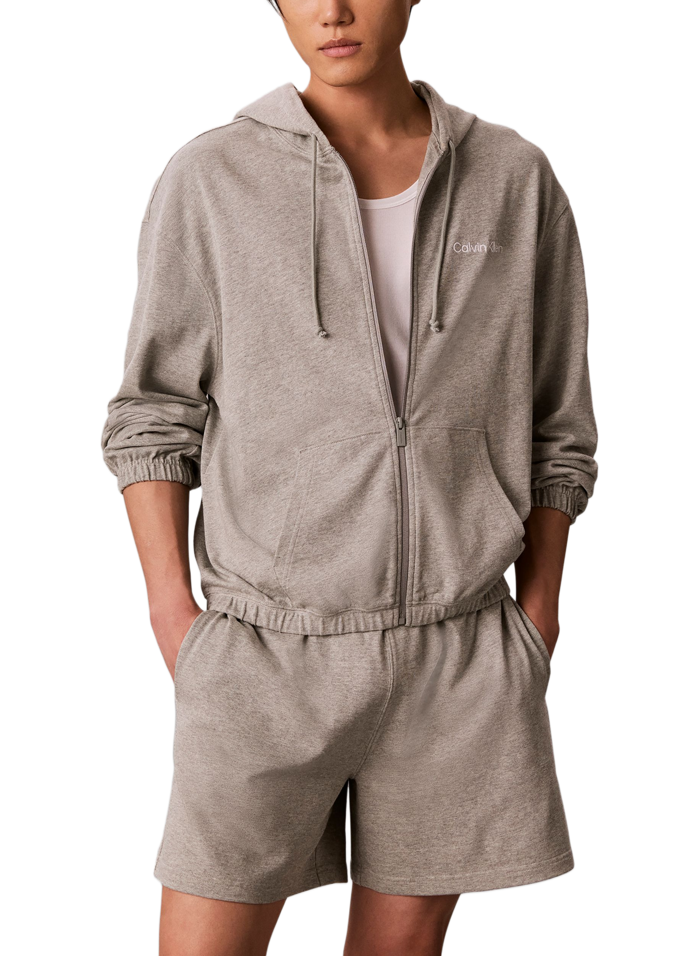 Gerader Kapuzenpullover aus Baumwolle CALVIN KLEIN Grau