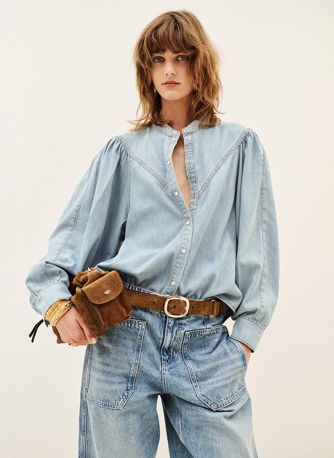Chemise manches longues en denim alino BA&SH Bleu