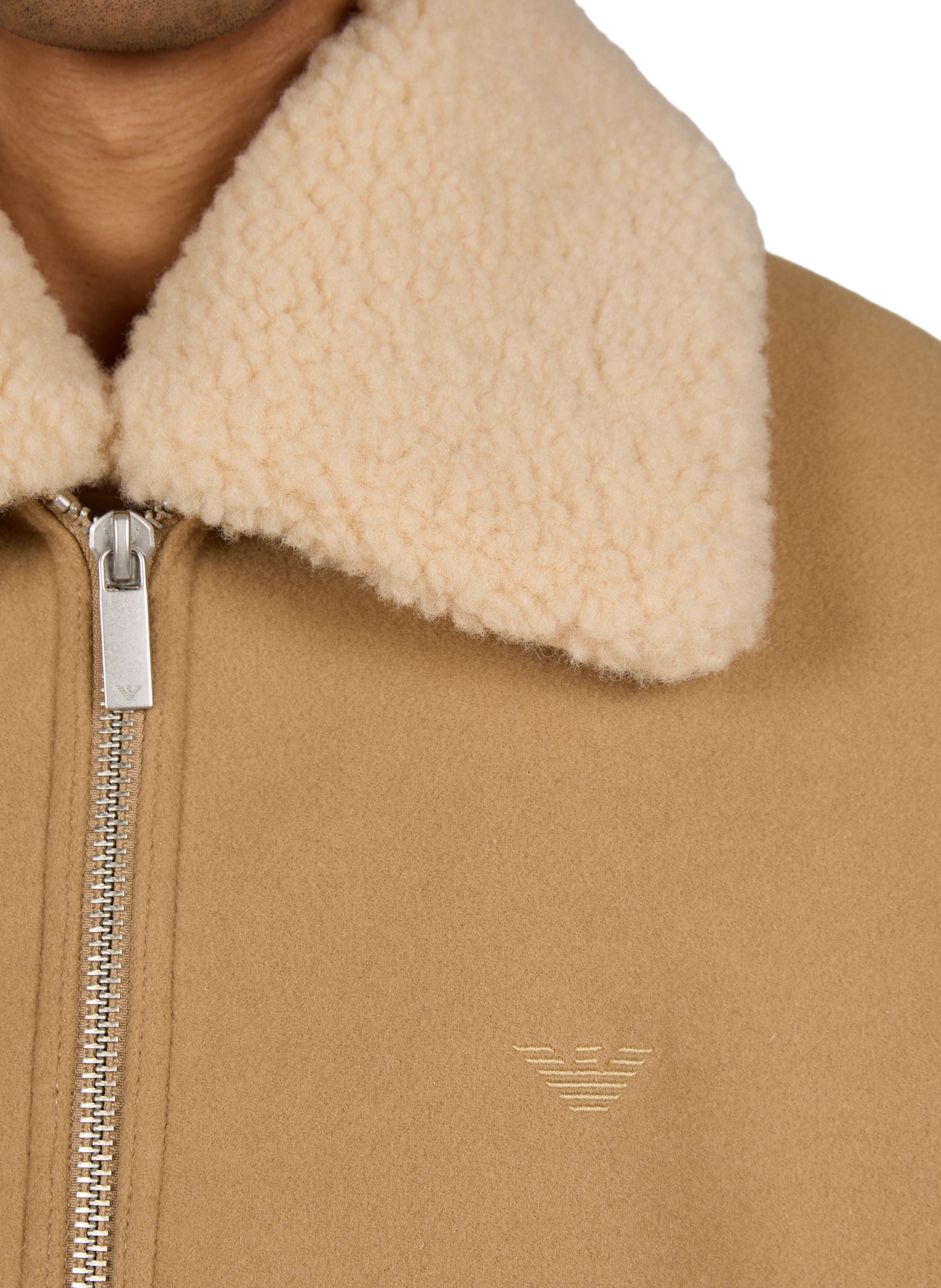 Jacke mit klassischem Kragen aus Wolle EMPORIO ARMANI Beige