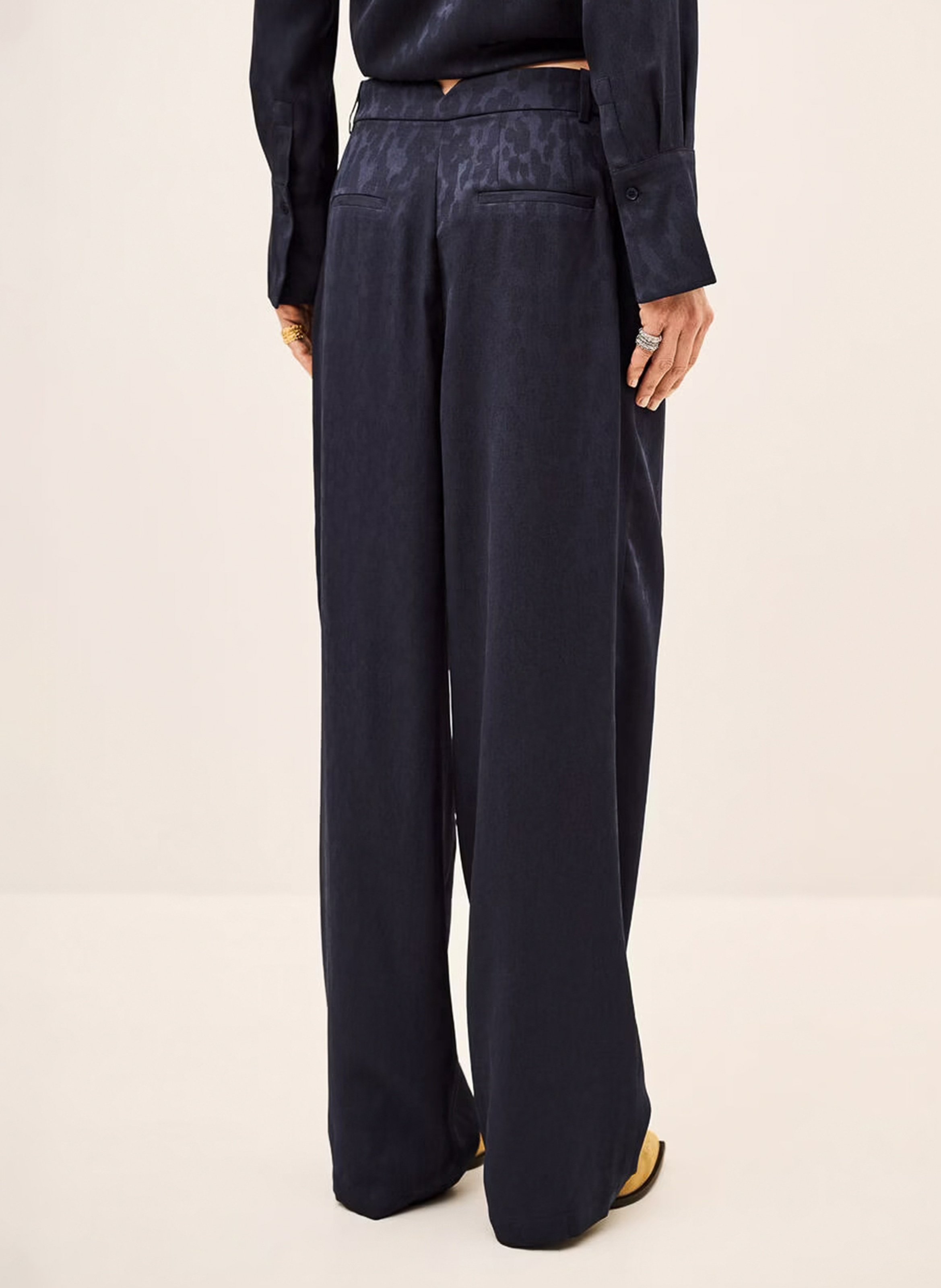 Pantalon droit fluide en jacquard heloy BA&SH Bleu