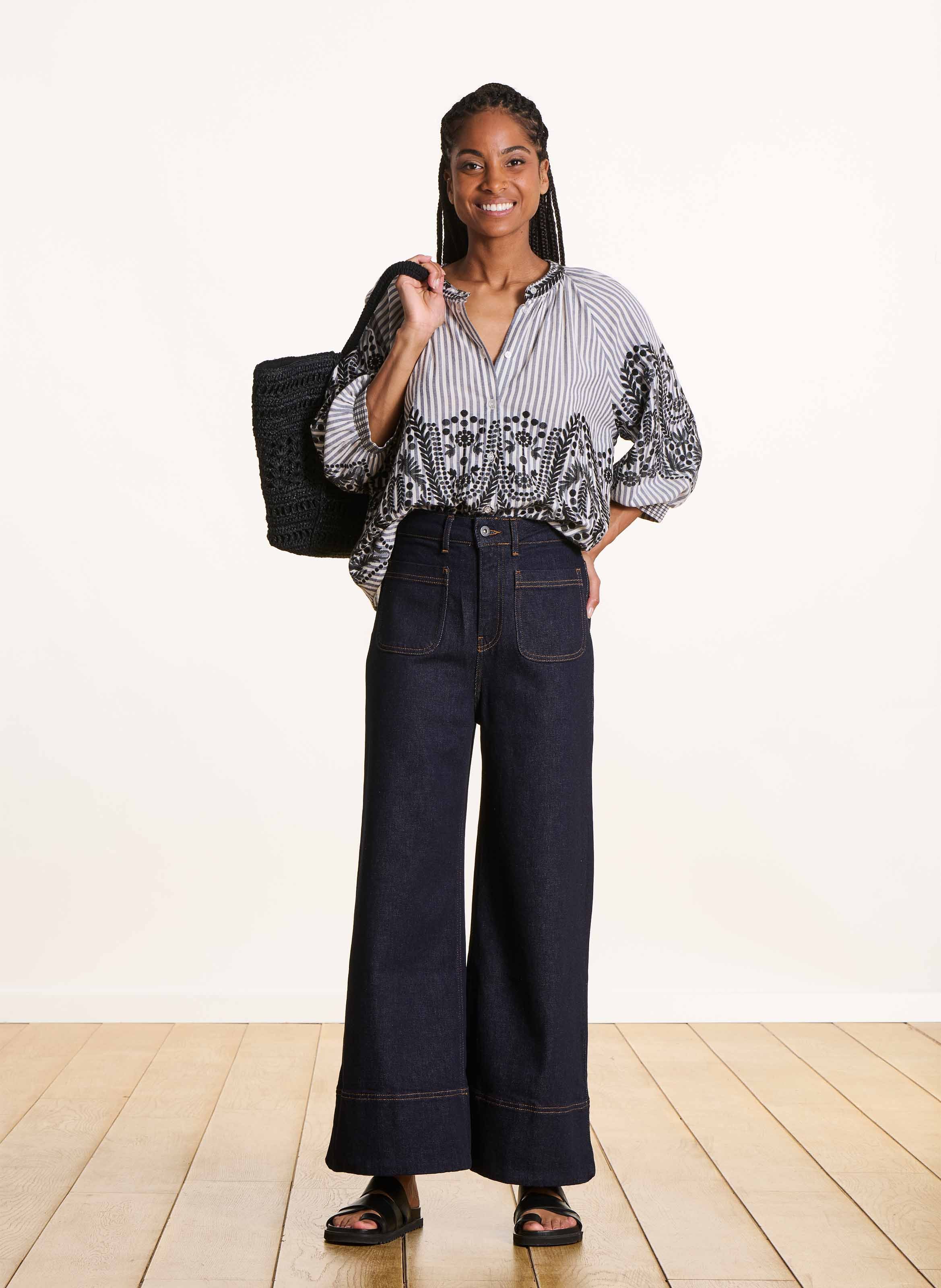 Cropped jeans van een katoenmix met biologisch katoen LA FEE MARABOUTEE Blauw