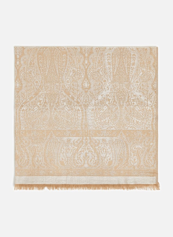 Etole jacquard Palma en laine et soie Beige by PETRUSSE PETRUSSE Etole jacquard Palma en laine et soie Beige