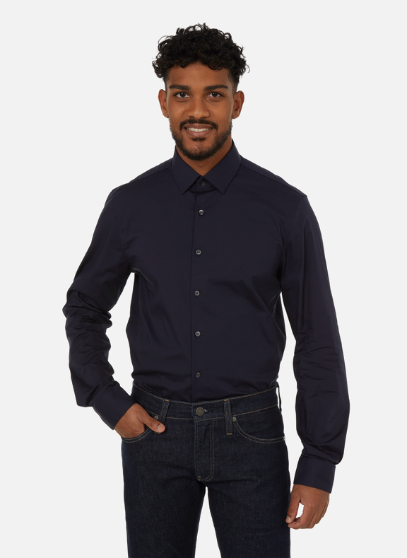 CALVIN KLEIN Slim-fit cotton shirt Blue