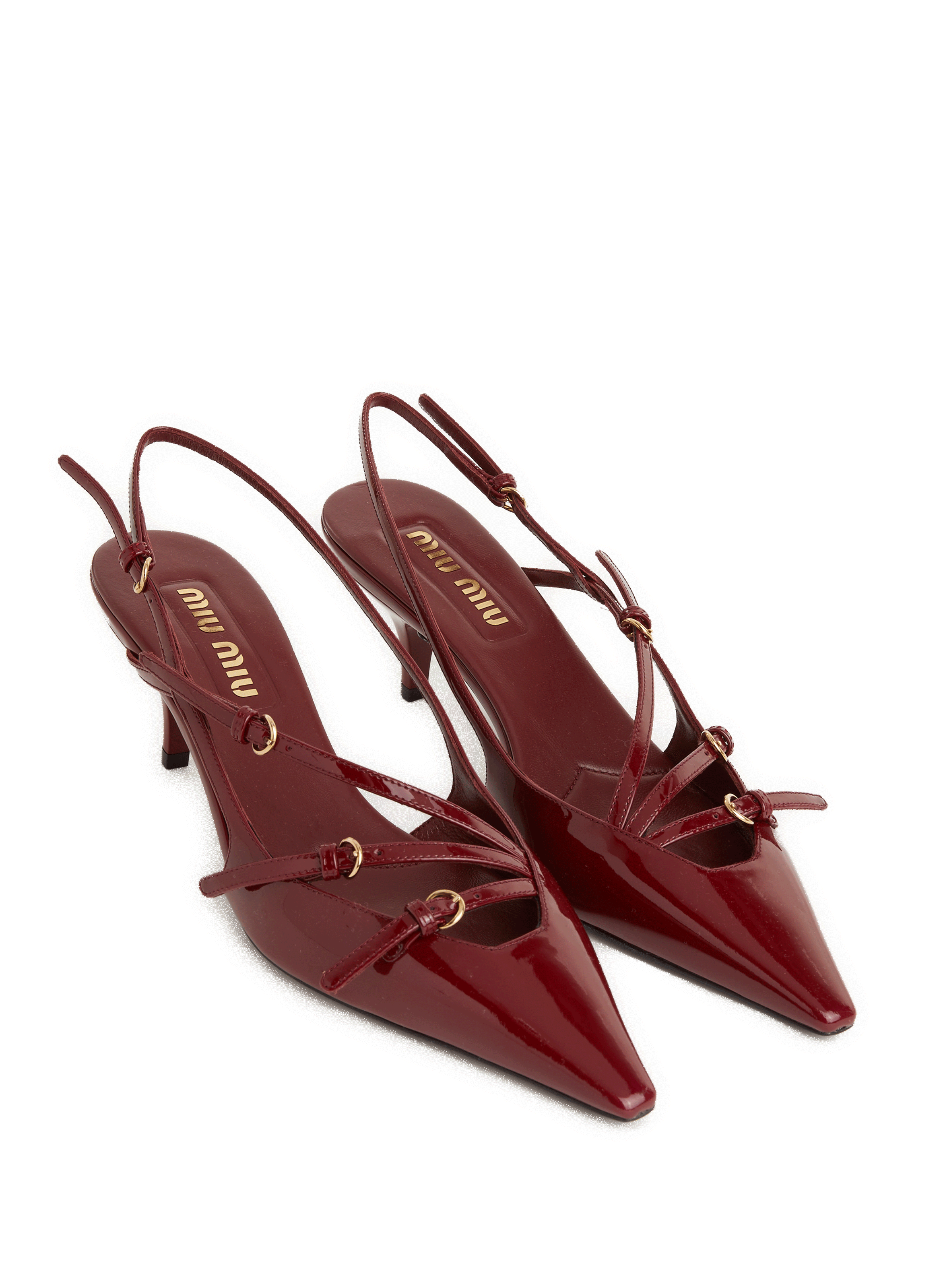 Sling back en cuir verni MIU MIU Rouge