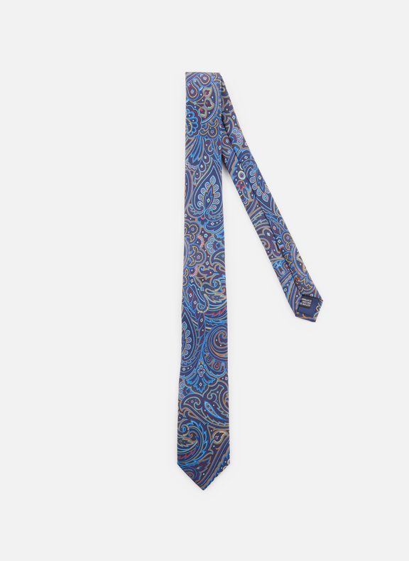 ATELIER F&B Cravate imprimé jacquard en soie Bleu