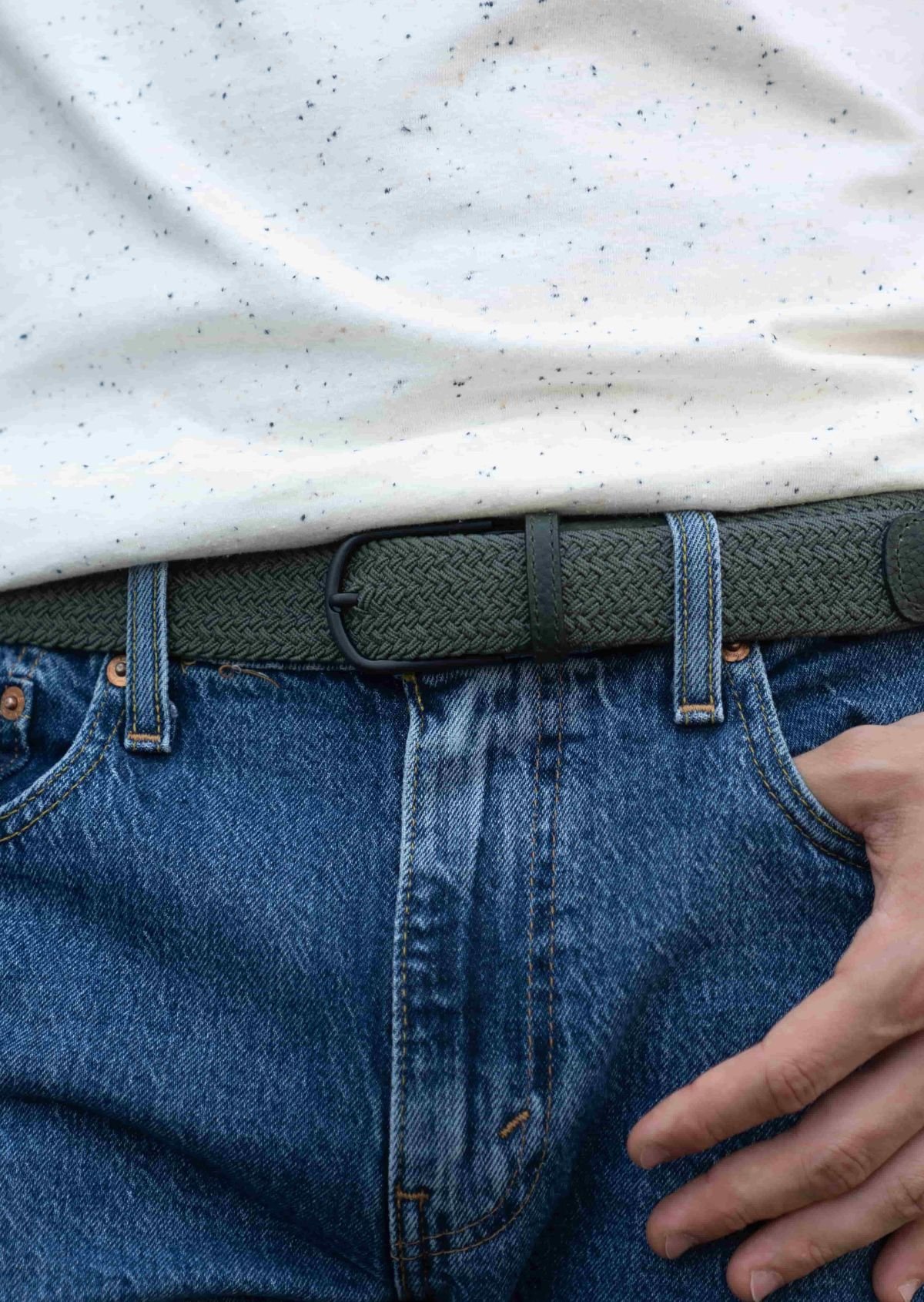 Ceinture tressée élastique unie BILLYBELT Vert