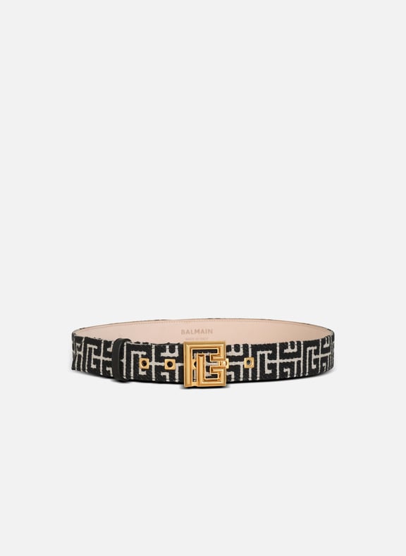 Ceinture pb belt en jacquard monogramme Noir by BALMAIN BALMAIN Ceinture pb belt en jacquard monogramme Noir