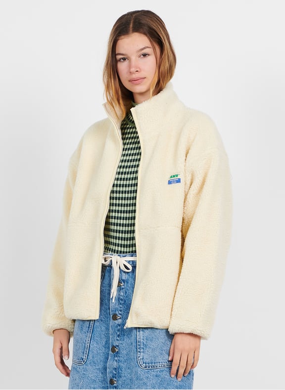 Veste ample zippée à col montant polaire hoktown Beige by AMERICAN VINTAGE AMERICAN VINTAGE Veste ample zippée à col montant polaire hoktown Beige