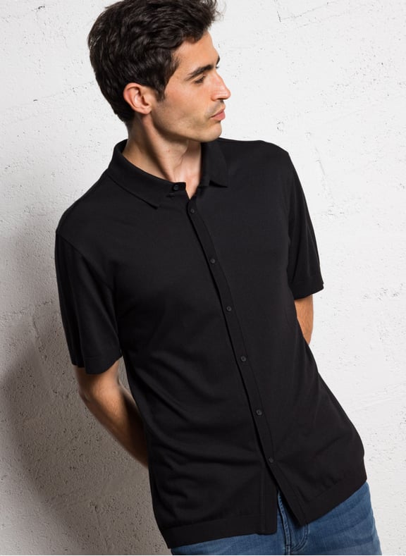 Chemise regular-fit en coton mélangé Noir by IKKS IKKS Chemise regular-fit en coton mélangé Noir